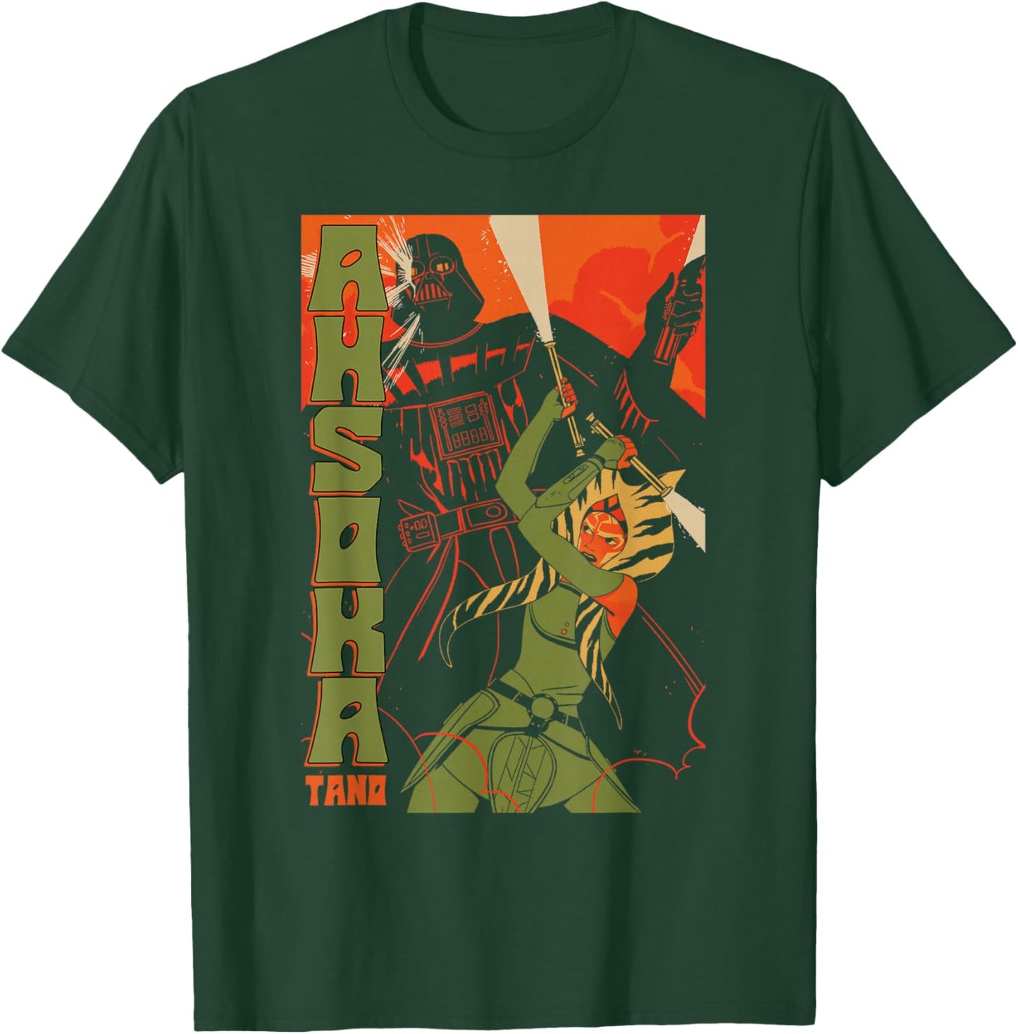 Star Wars Classic Ahsoka Tano & Darth Vader Vintage Poster T-Shirt - T-Shirt | Forest
