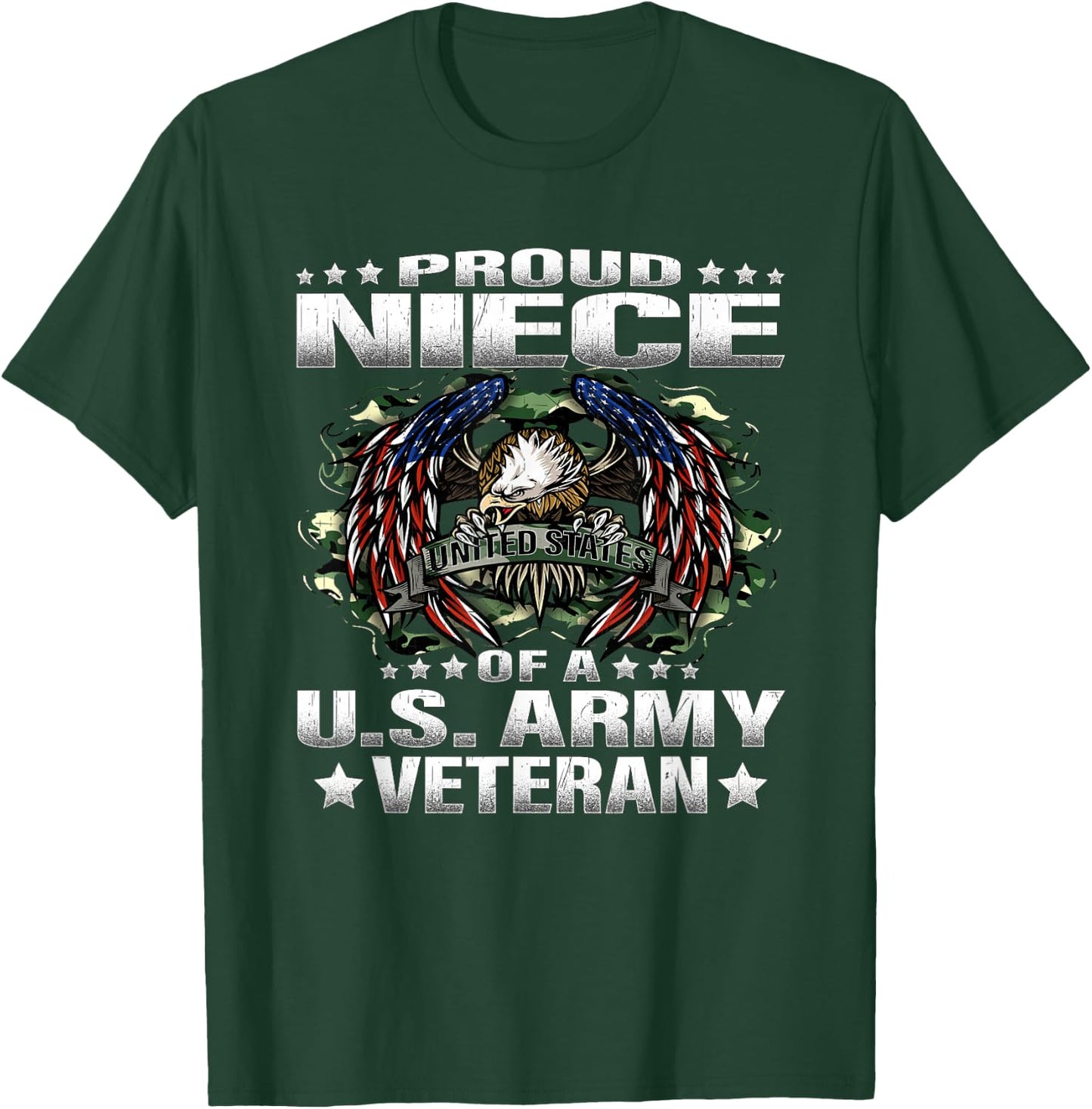 Proud Niece Of A US Army Veteran Military Vet's Family T-Shirt - T-Shirt | Forest