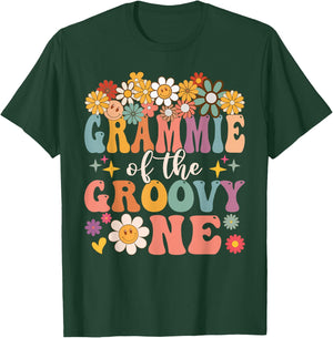Retro Grammie of Groovy One Matching Family 1st Birthday T-Shirt - T-Shirt | Forest