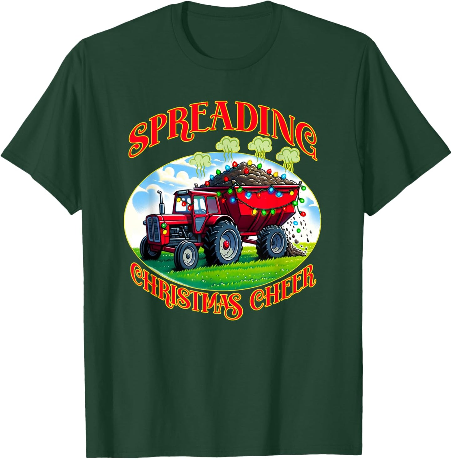 Farming farmer spreading Christmas cheer manure farm funny T-Shirt - T-Shirt | Forest