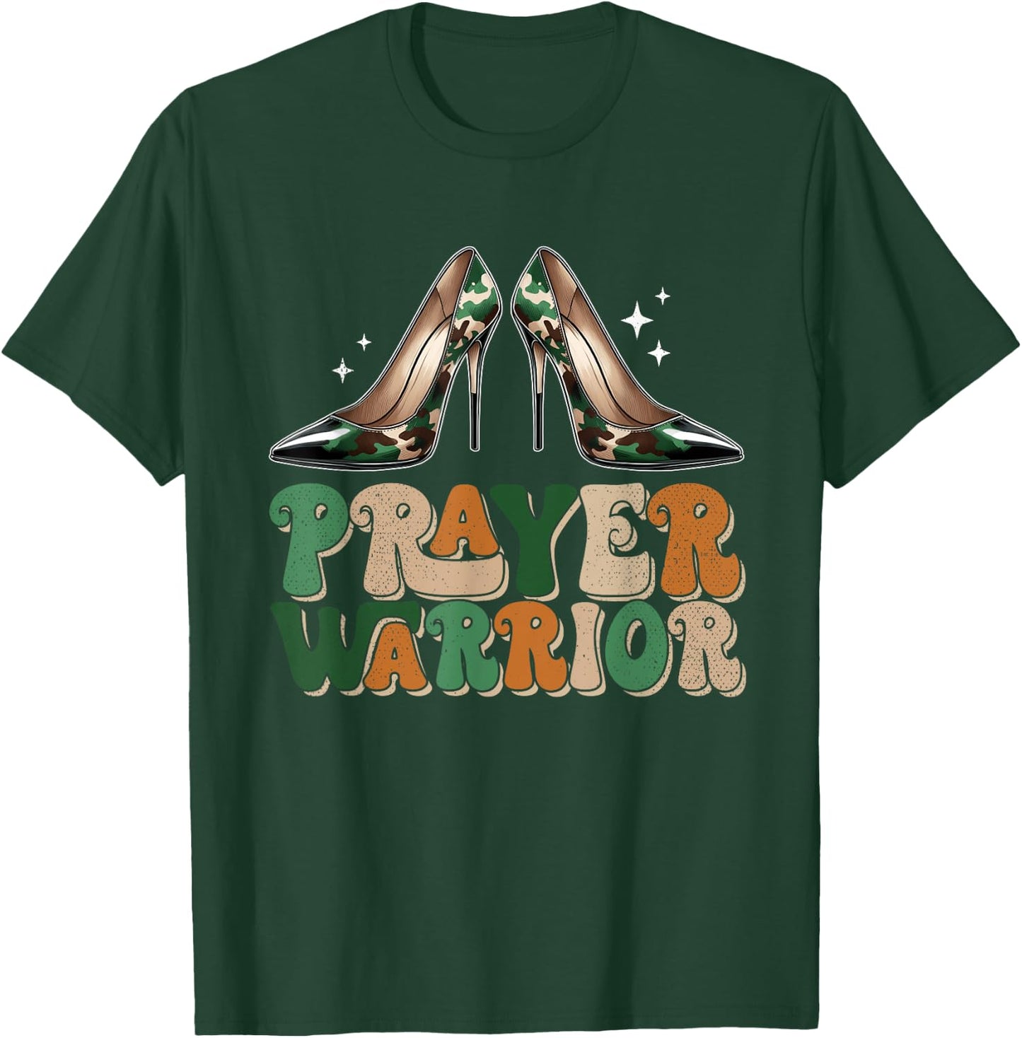 Camo Heels Prayer Warrior Faith God Christian Women T-Shirt - T-Shirt | Forest