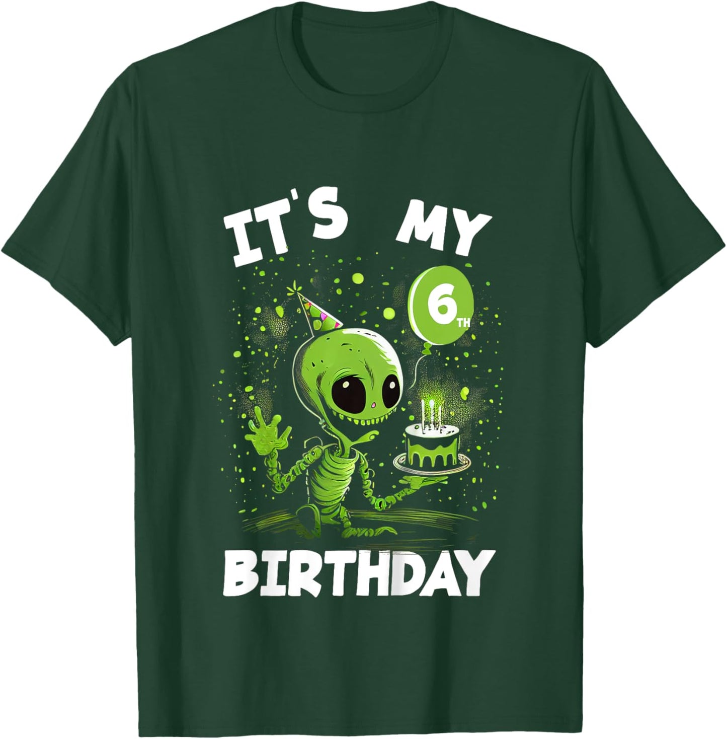 Kids It's my 6th Birthday 6 Year Old Alien T-Shirt - T-Shirt | Forest
