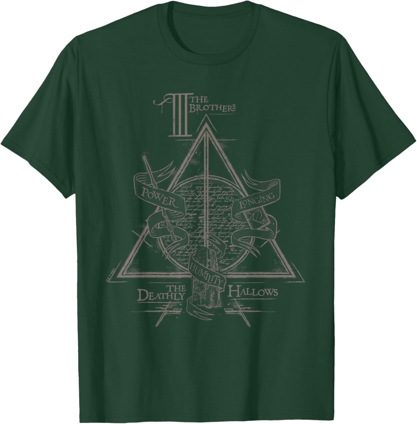 Harry Potter Black Three Brothers Deathly Hallows , , Small, Short Sleeve, Cotton 100% T-Shirt - T-Shirt | Forest