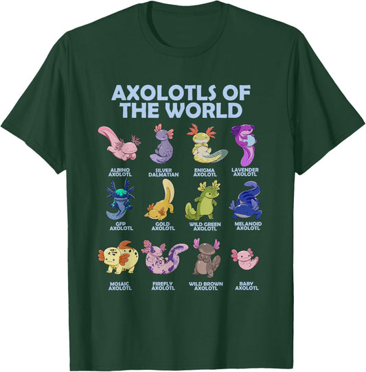 Cute Axolotl Axolotl Animals of the World Herpetology T-Shirt - T-Shirt | Forest
