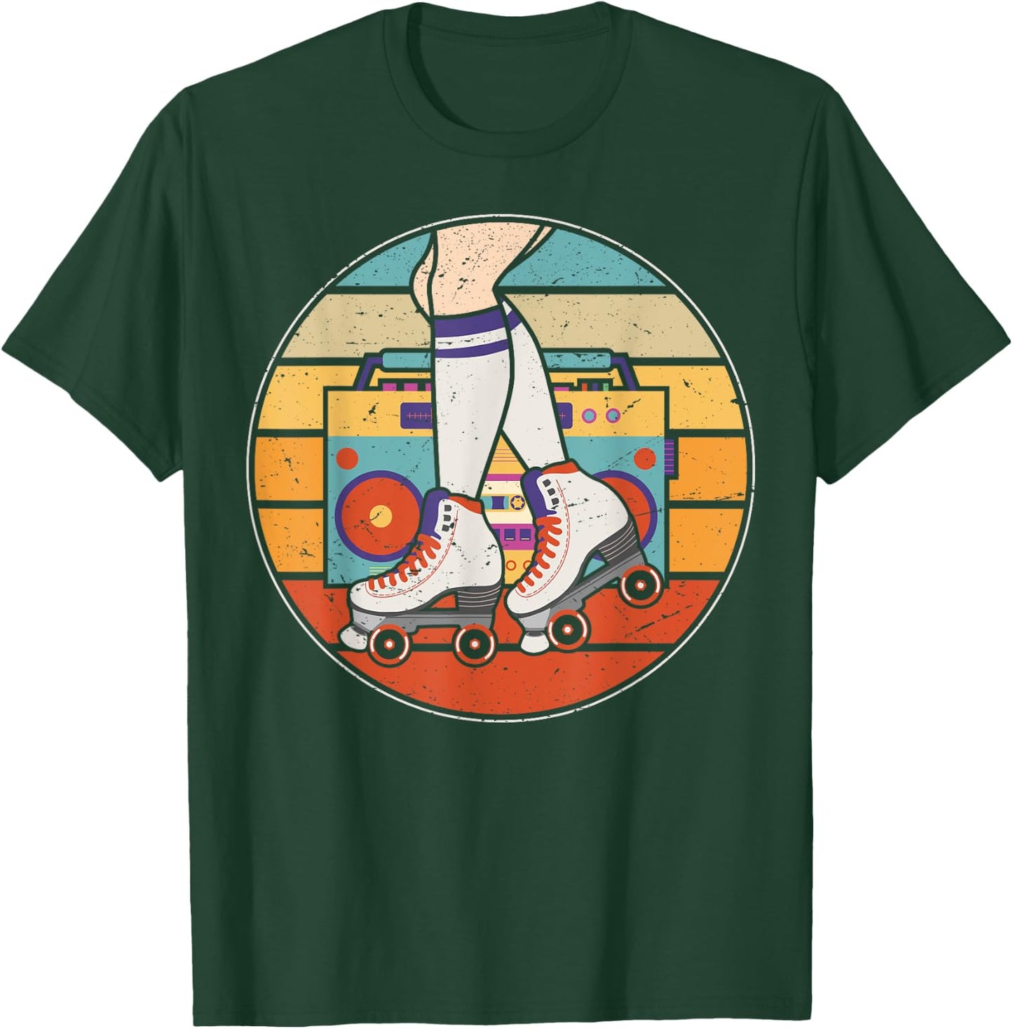 Roller Girl Skate Radio Skating Disco Retro 70s/80s T-Shirt - T-Shirt | Forest