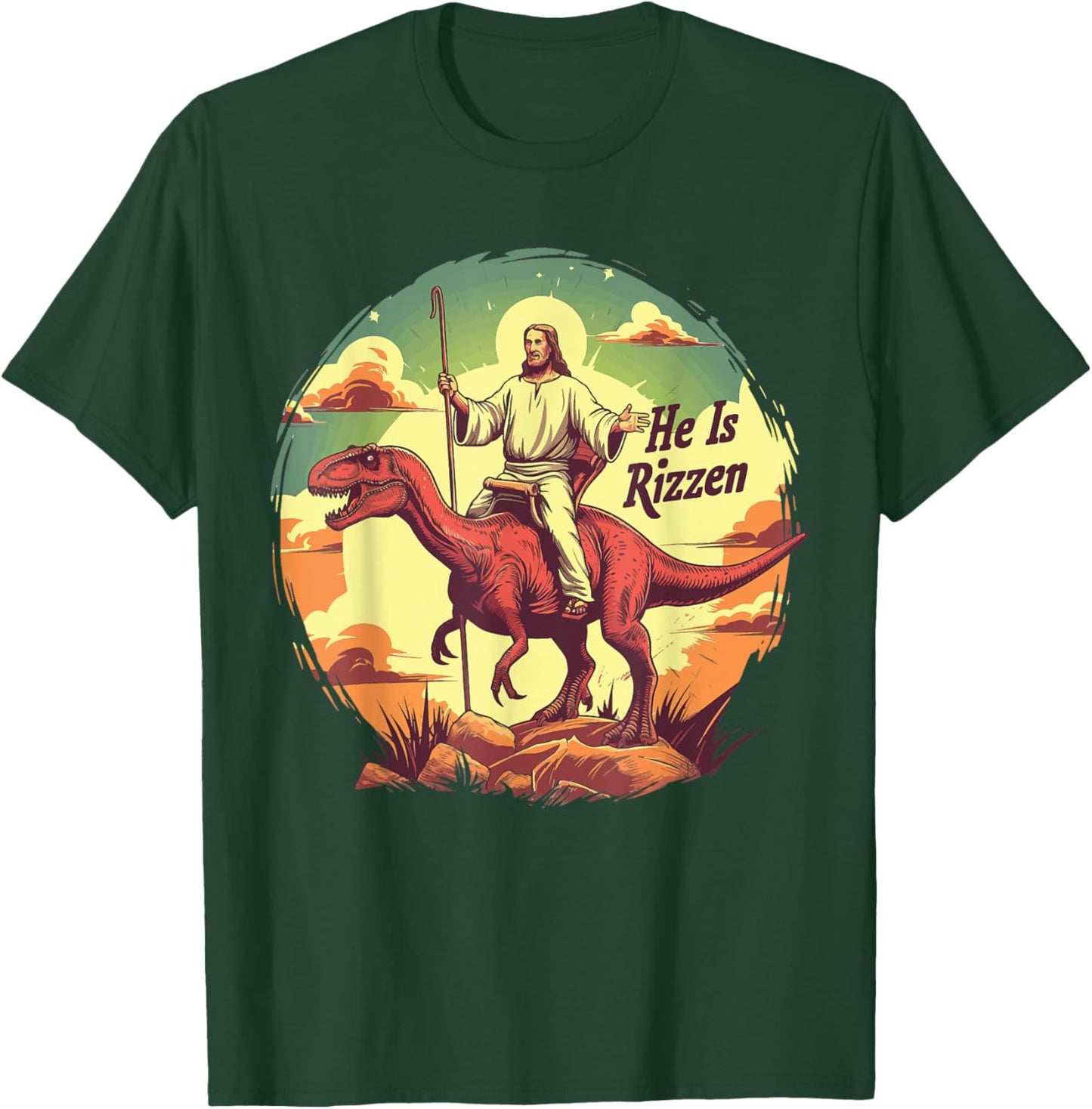 He Is Rizzen Jesus He Has Rizzen Jesus T-Shirt - T-Shirt | Forest
