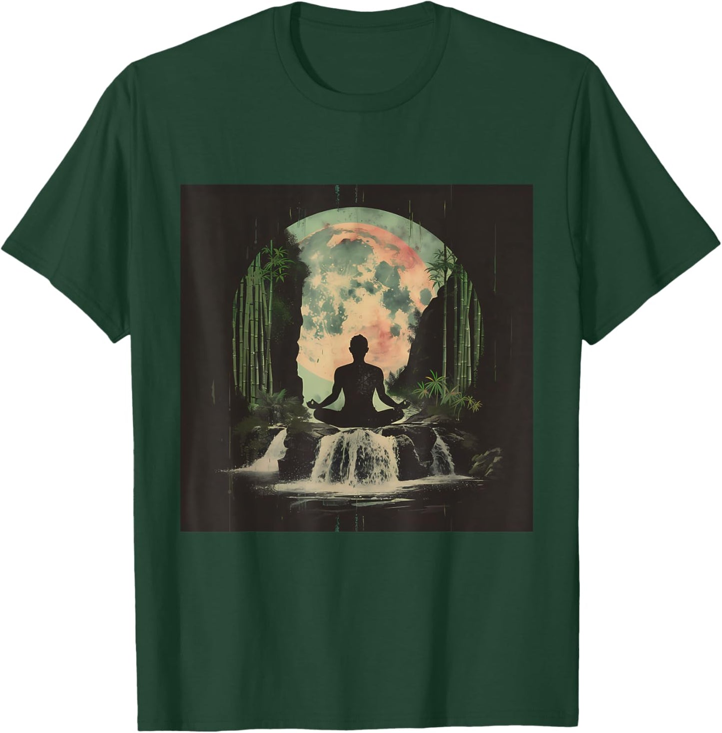 Waterfall Meditation Nature Buddhist Zen Buddha Hindu Yoga T-Shirt - T-Shirt | Forest