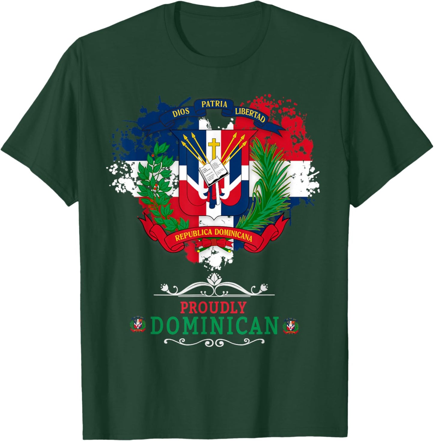 Coat of Arms Republica Dominicana For Kids & Dominican Flag T-Shirt - T-Shirt | Forest