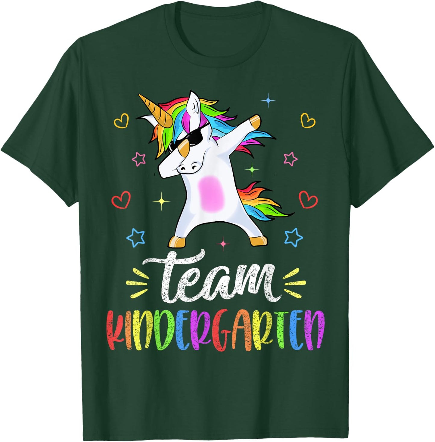 Team Kindergarten Unicorn Dab Teacher Back To School Gift T-Shirt - T-Shirt | Forest