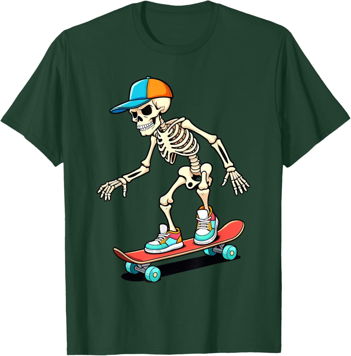 Skeleton Skateboarding Skater Skating Boys Kids T-Shirt - T-Shirt | Forest