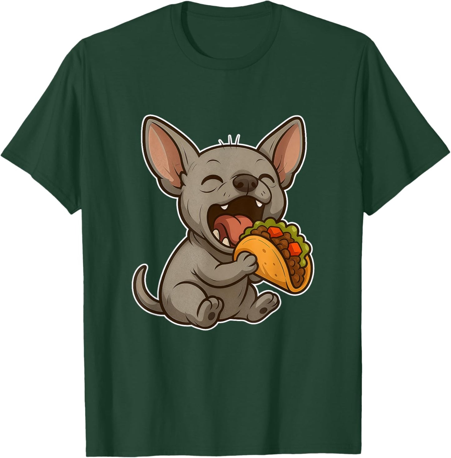 Funny Xolo Dog Eating a Big Taco Kawaii Cartoon T-Shirt - T-Shirt | Forest