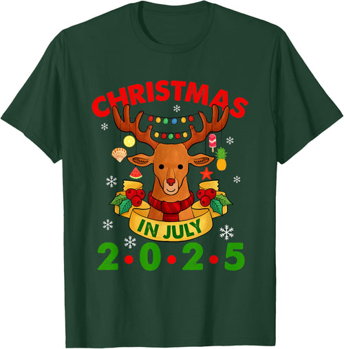 Christmas In July 2025 Reindeer Xmas Lights Summer Men Women Girls Kids