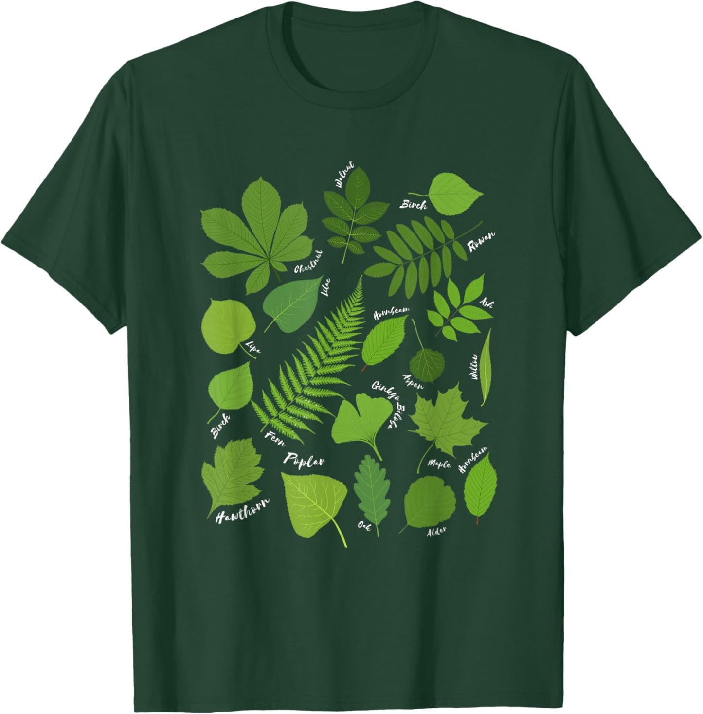 Different Types of Tree Leaves Common Leaves Nature Lovers T-Shirt - T-Shirt | Forest