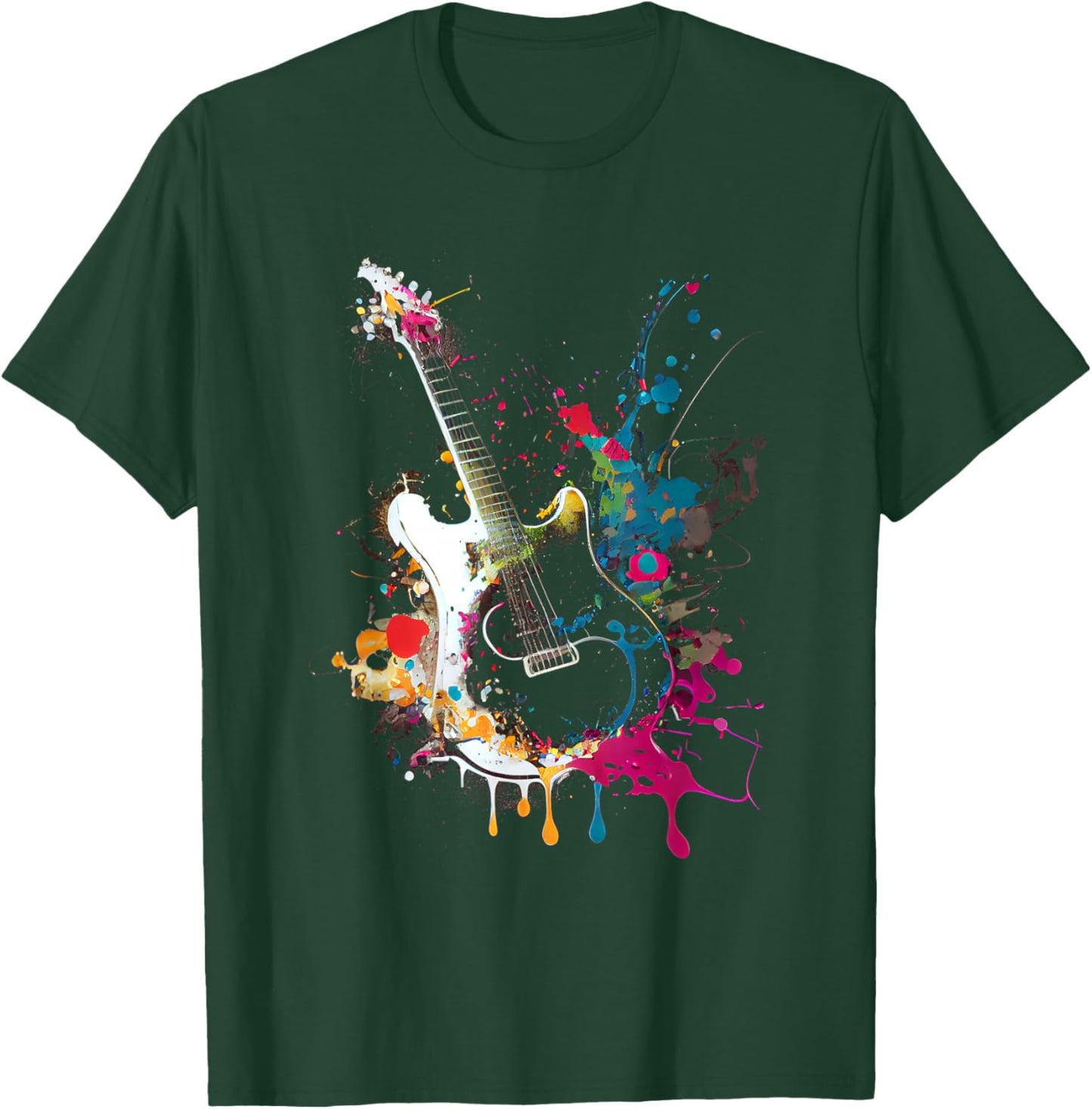 Guitar Design Colourful Musician Guitar Gift Guitarist T-Shirt - T-Shirt | Forest