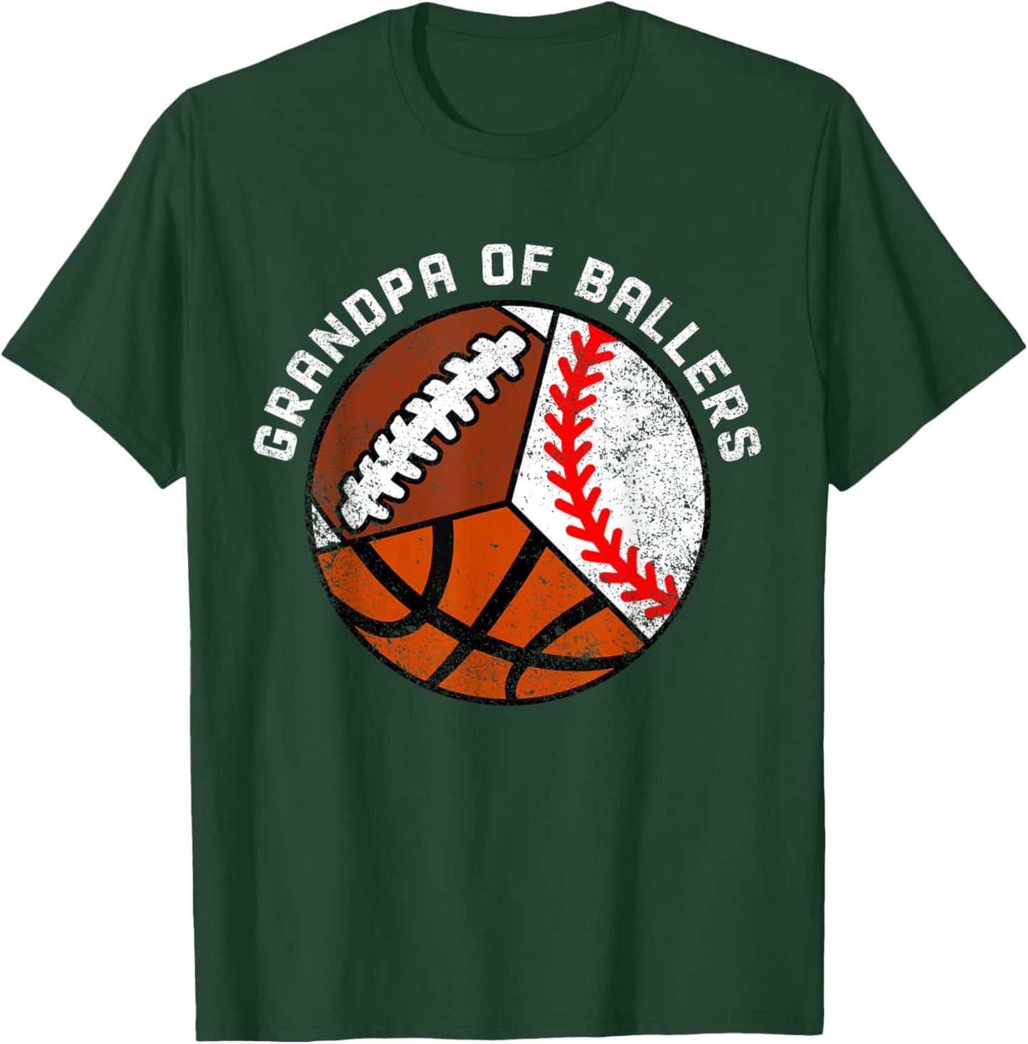 Grandpa Of Ballers Funny Baseball Basketball Football T-Shirt - T-Shirt | Forest