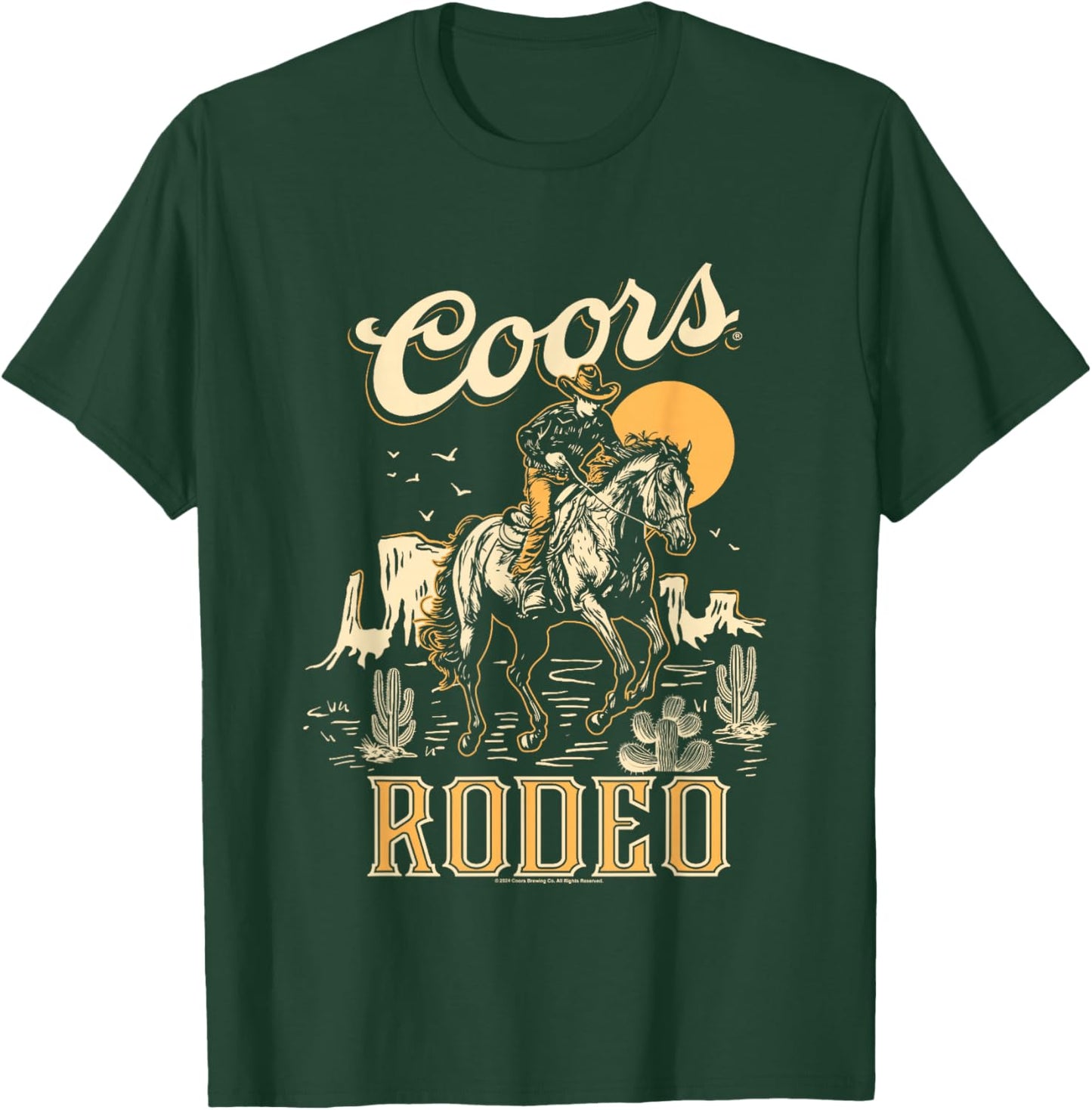 Coors Brewing Company Rodeo Vintage Outline Big Chest Poster T-Shirt - T-Shirt | Forest