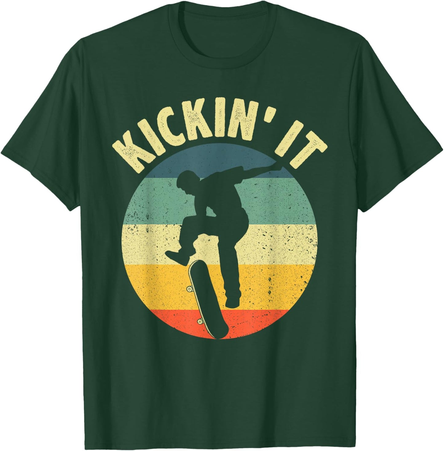 Vintage Skateboard Design For Boys Girls Kids Skateboarding T-Shirt - T-Shirt | Forest