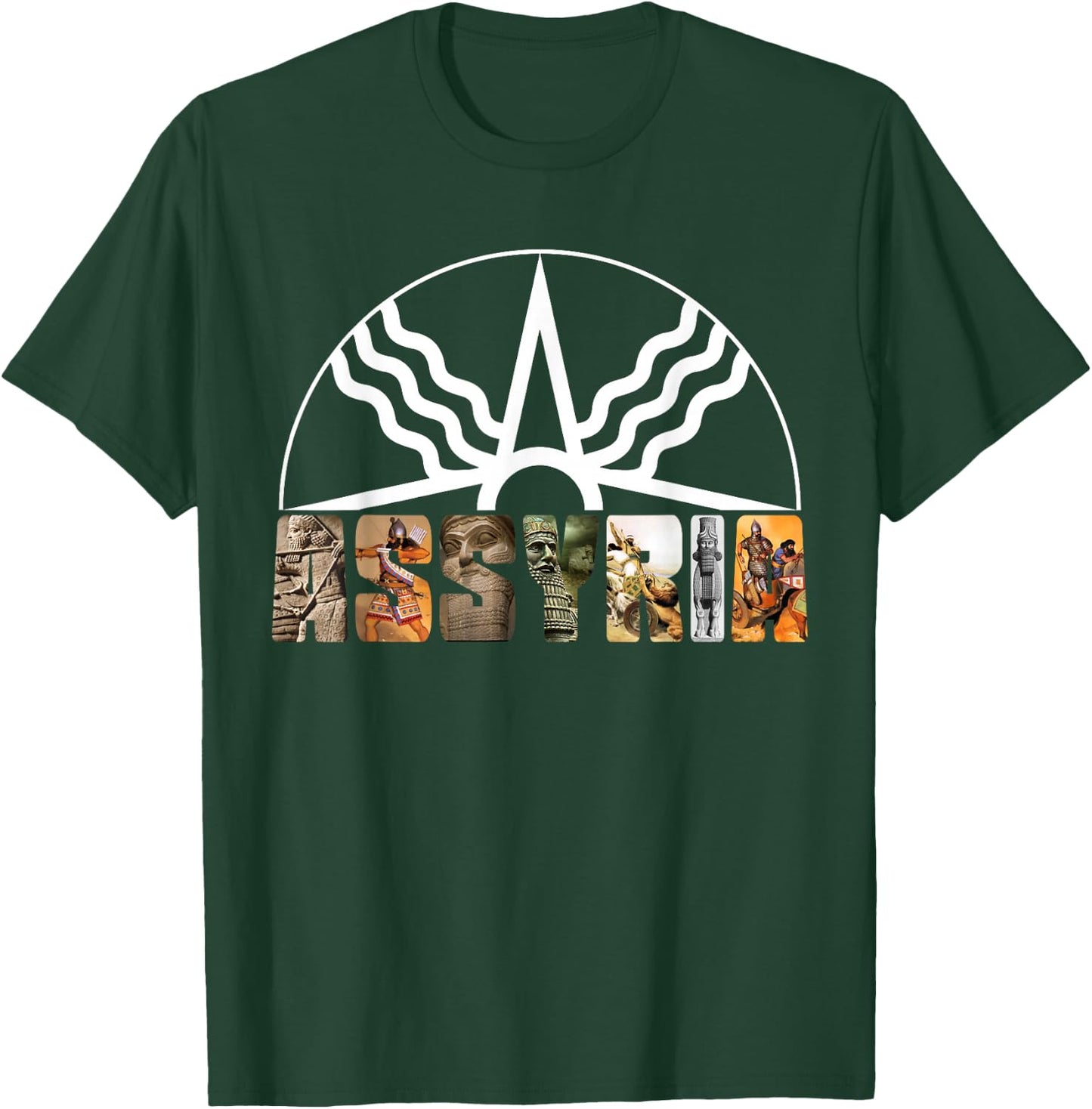 Assyria Country Assyrian Flag Assyrian Winged Bull Lamassu T-Shirt - T-Shirt | Forest