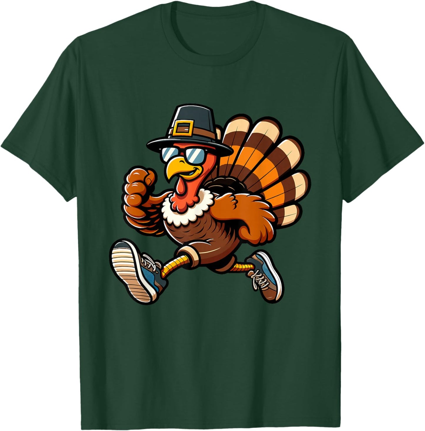 Running Turkey- Turkey Trot Running Thanksgiving T-Shirt - T-Shirt | Forest