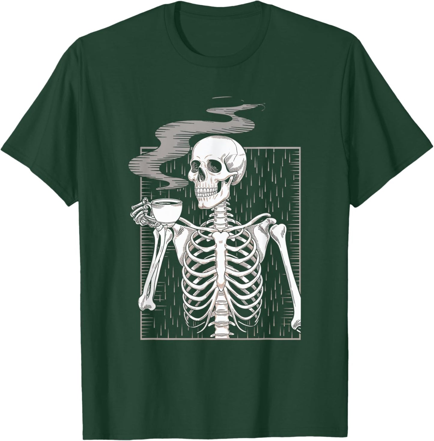 Skeleton Drinking Coffee Caffeine Skull Coffee Lover T-Shirt - T-Shirt | Forest