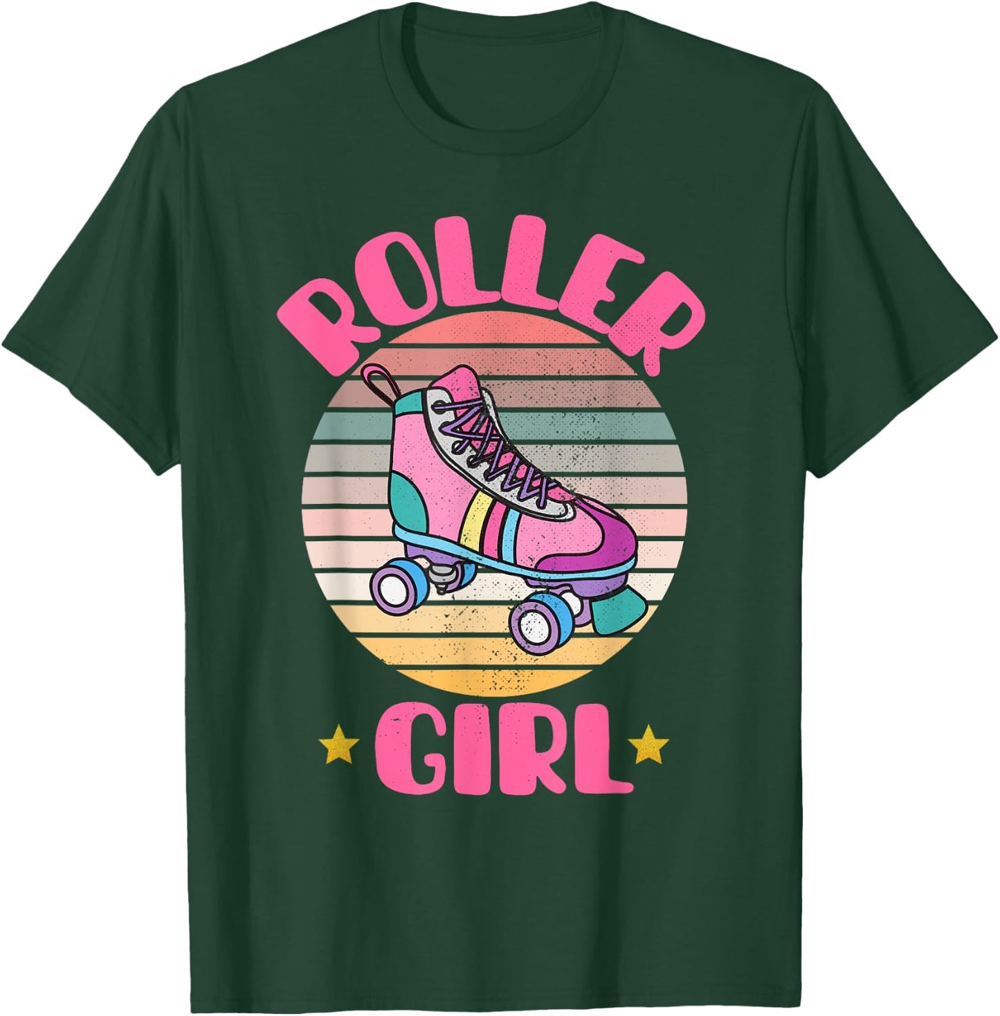 Retro Rollerskates Funny 80's Roller Disco Skating Girl Cool T-Shirt - T-Shirt | Forest