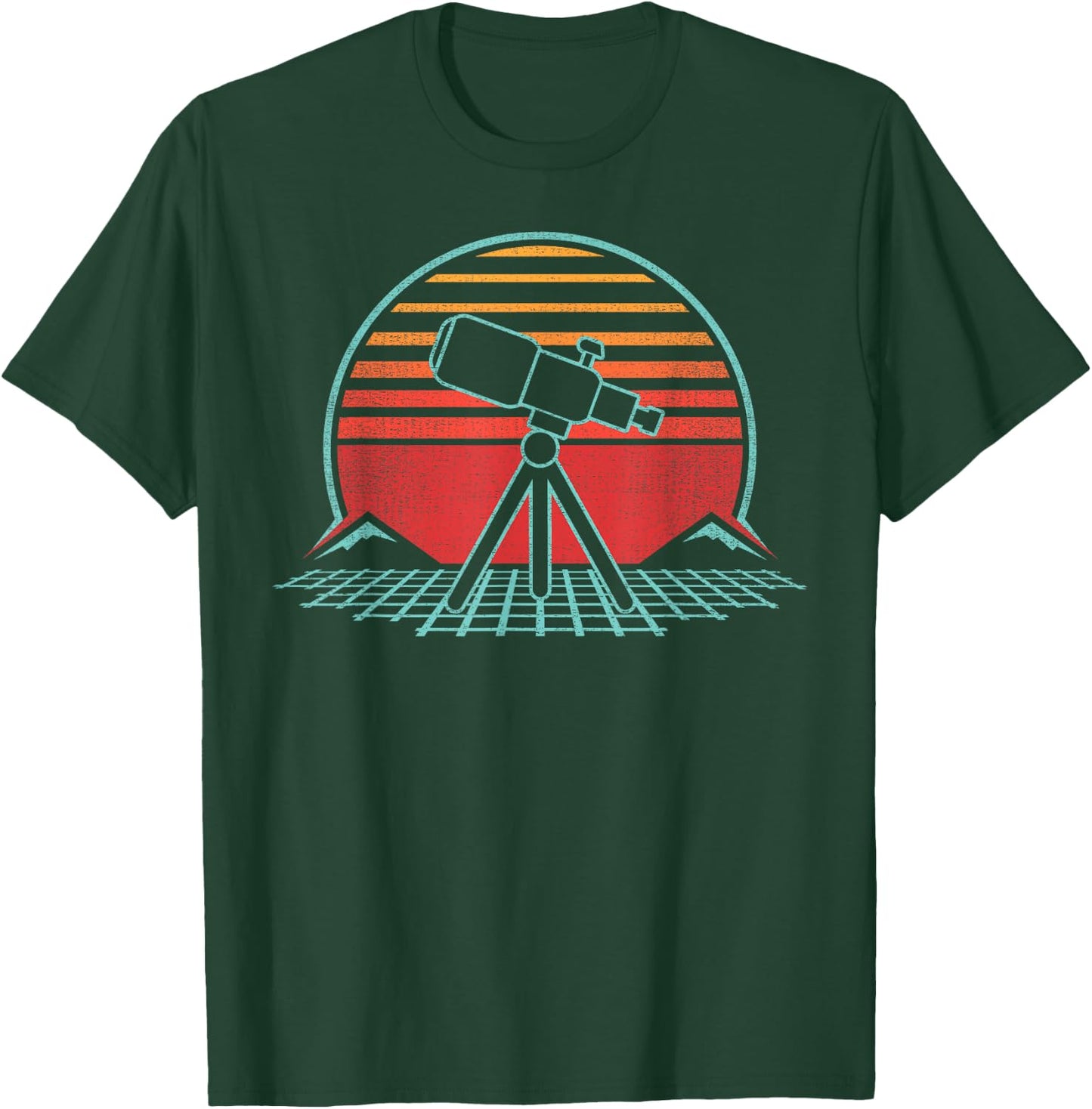 Astronomy Telescope Retro Space Science Vintage 80s Gift T-Shirt - T-Shirt | Forest