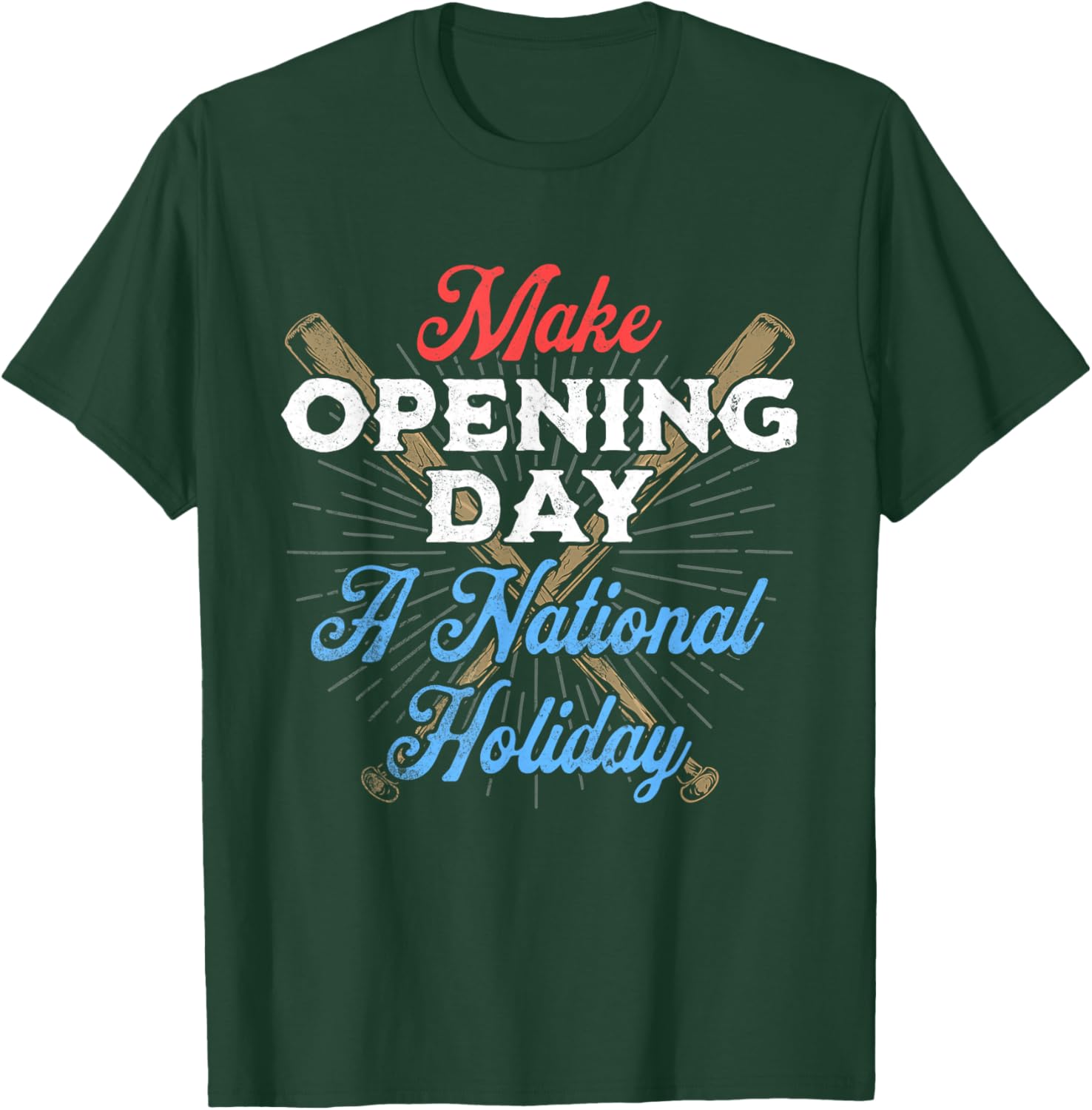 Make Opening Day A National Holiday Funny Vintage Baseball T-Shirt - T-Shirt | Forest