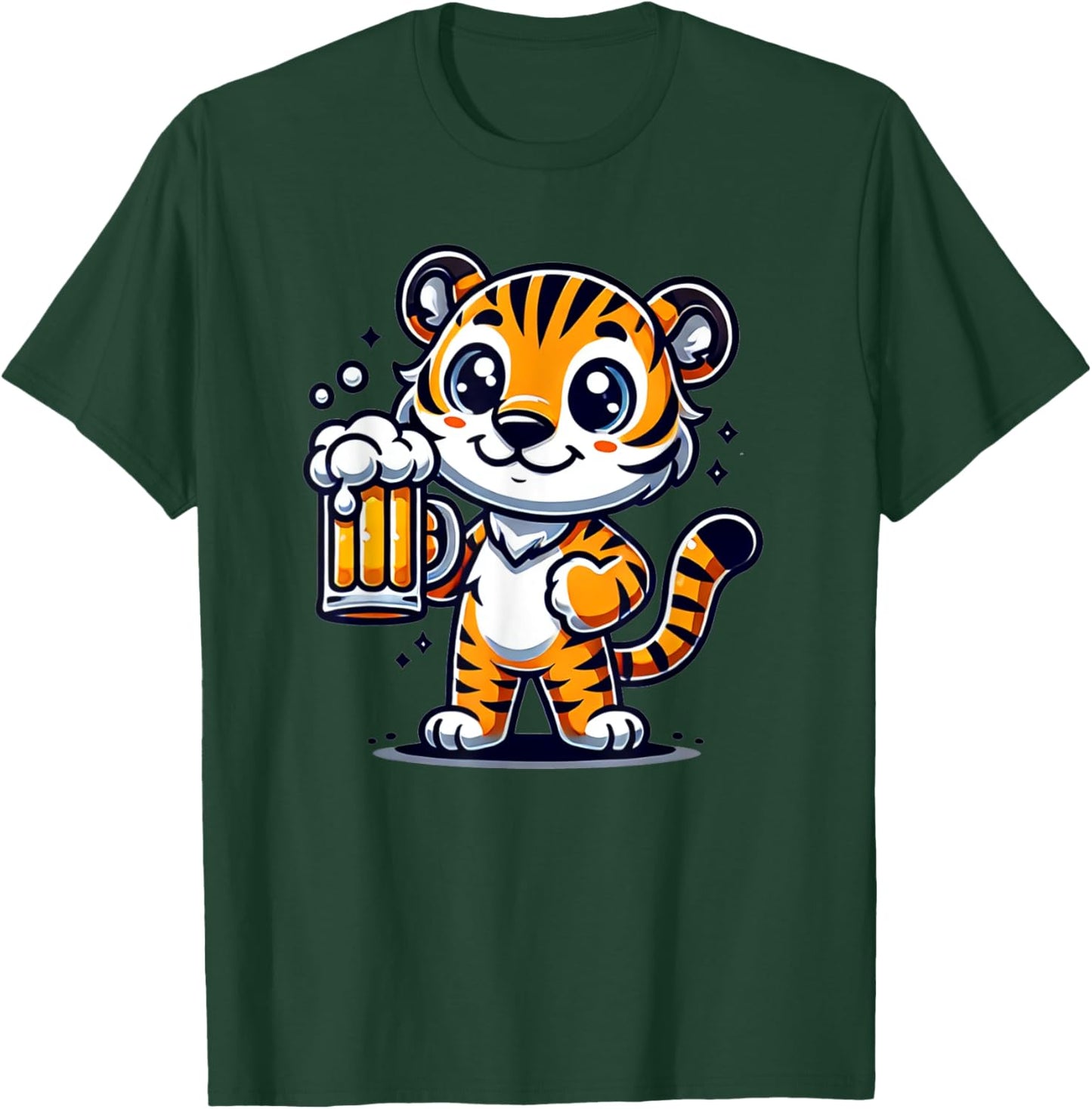 Cute Tiger Drinking Beer T-Shirt - T-Shirt | Forest