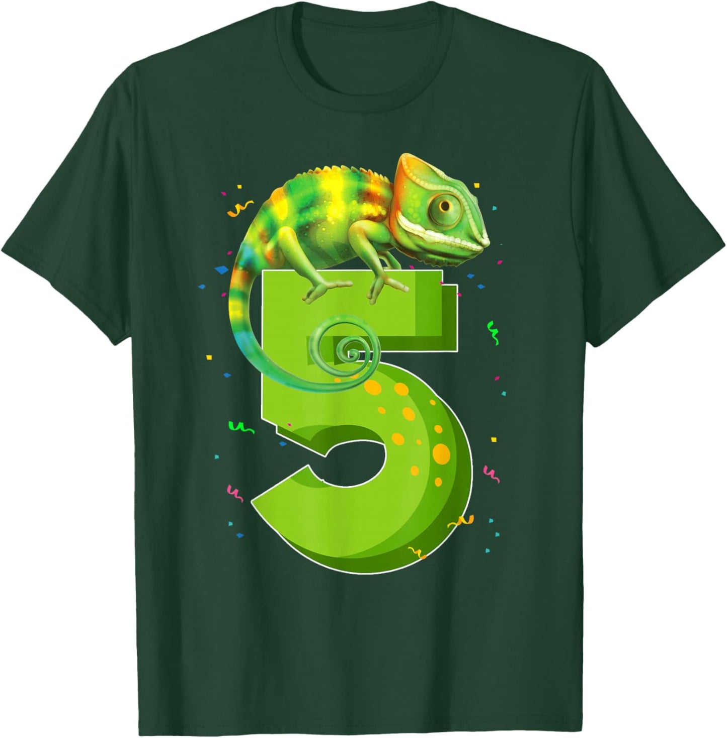 5 Years Old Birthday Chameleon Themed Party 5th Birthday T-Shirt - T-Shirt | Forest