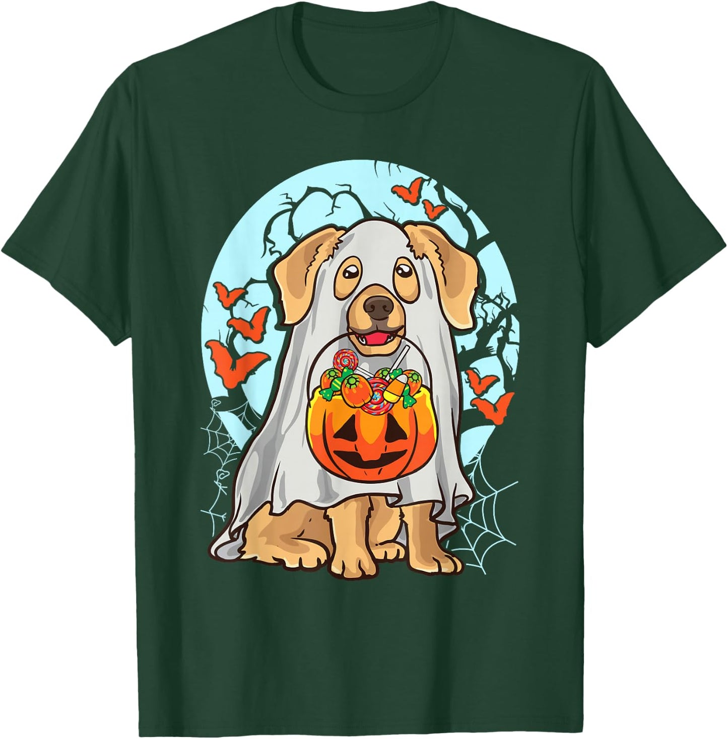 Cute Halloween Dog Ghost Costume Trick Treat Pumpkin T-Shirt - T-Shirt | Forest