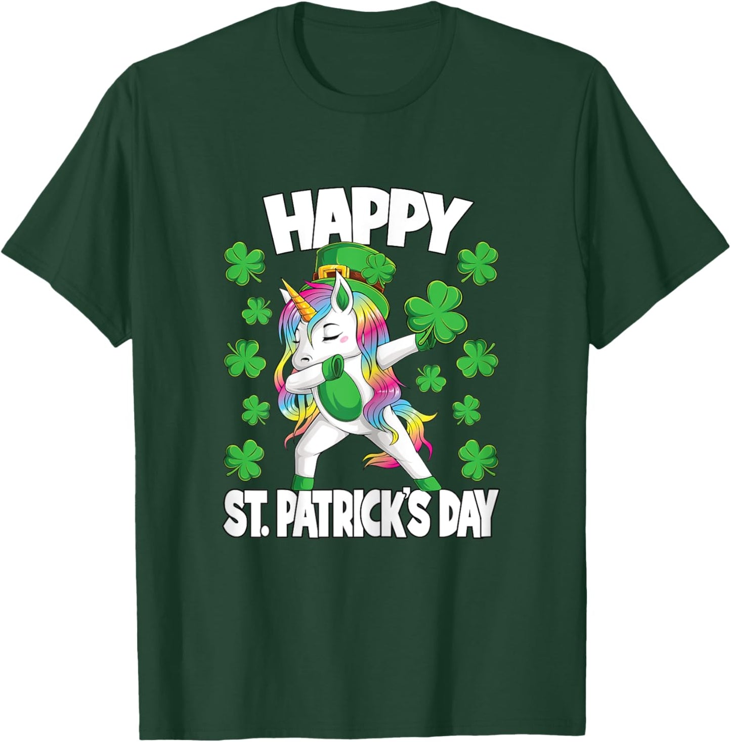 Happy St Patricks Day Irish Unicorn Lepricorn Girls Kids T-Shirt - T-Shirt | Forest