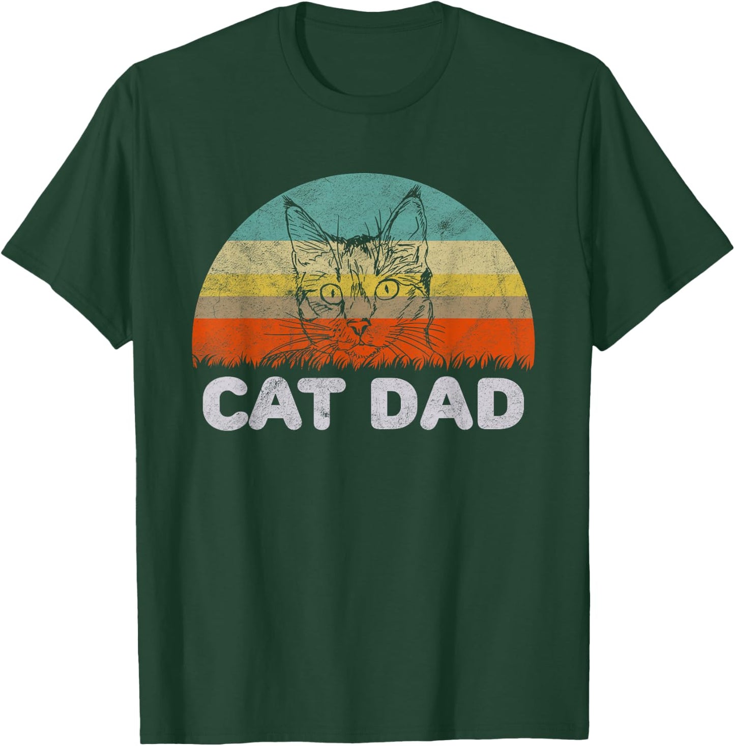 Retro Style Cat Dad Gift Cat Lover Men T-Shirt - T-Shirt | Forest