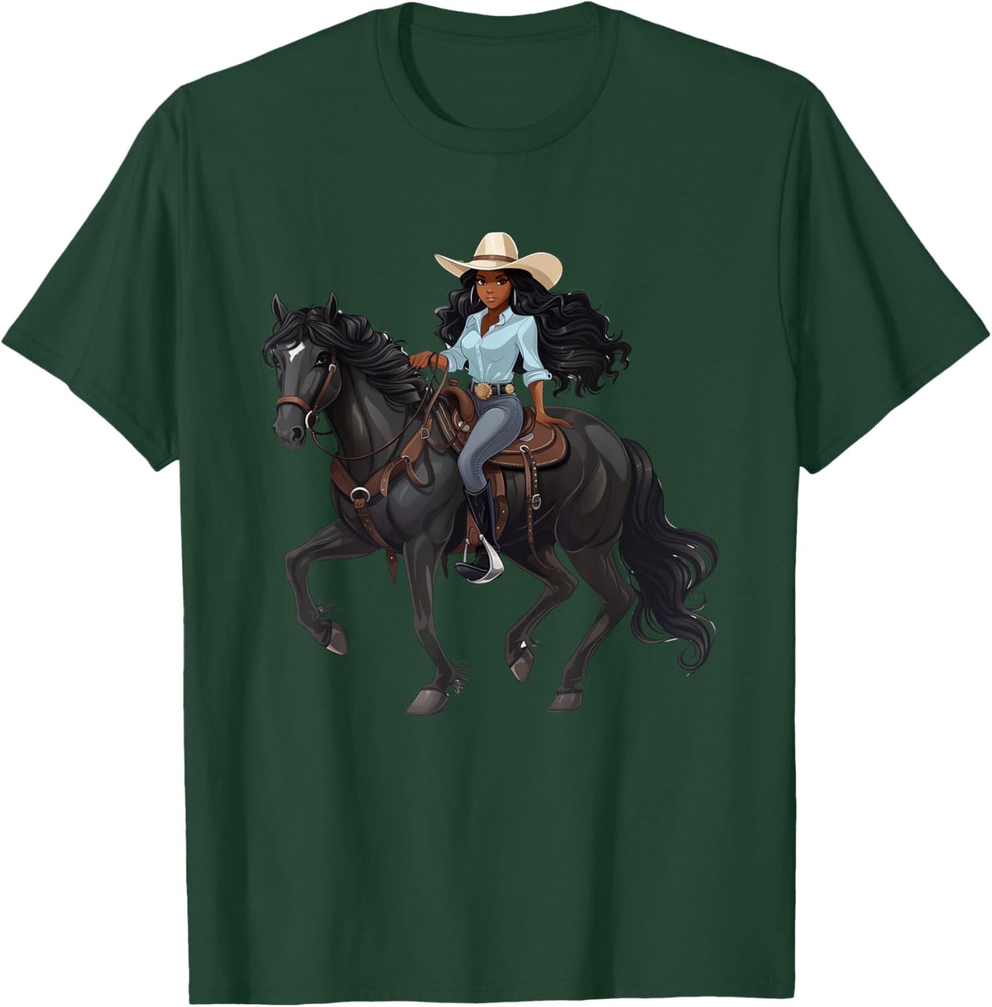 Howdy Black Cowgirls African American Texas Melanin Woman T-Shirt - T-Shirt | Forest