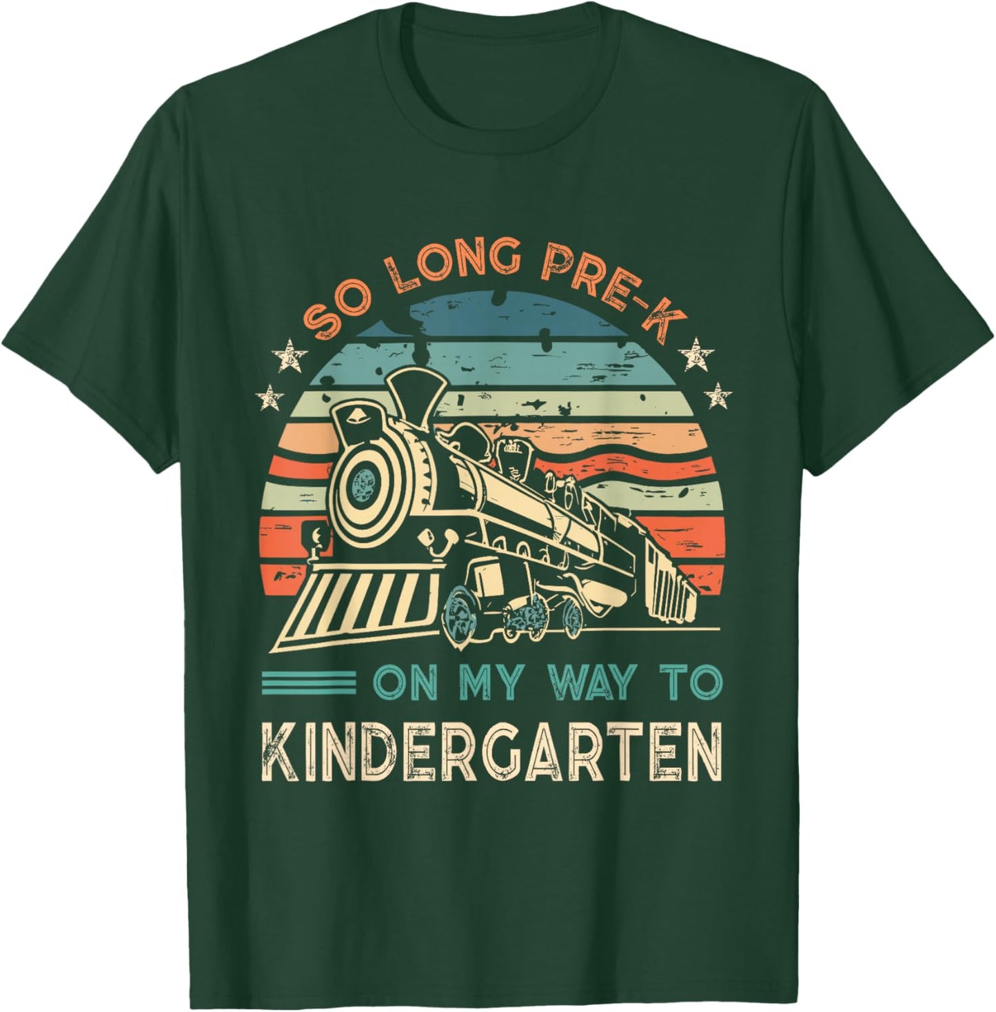 Pre-k Graduation To Kindergarten Retro Vintage Train Kids T-Shirt - T-Shirt | Forest