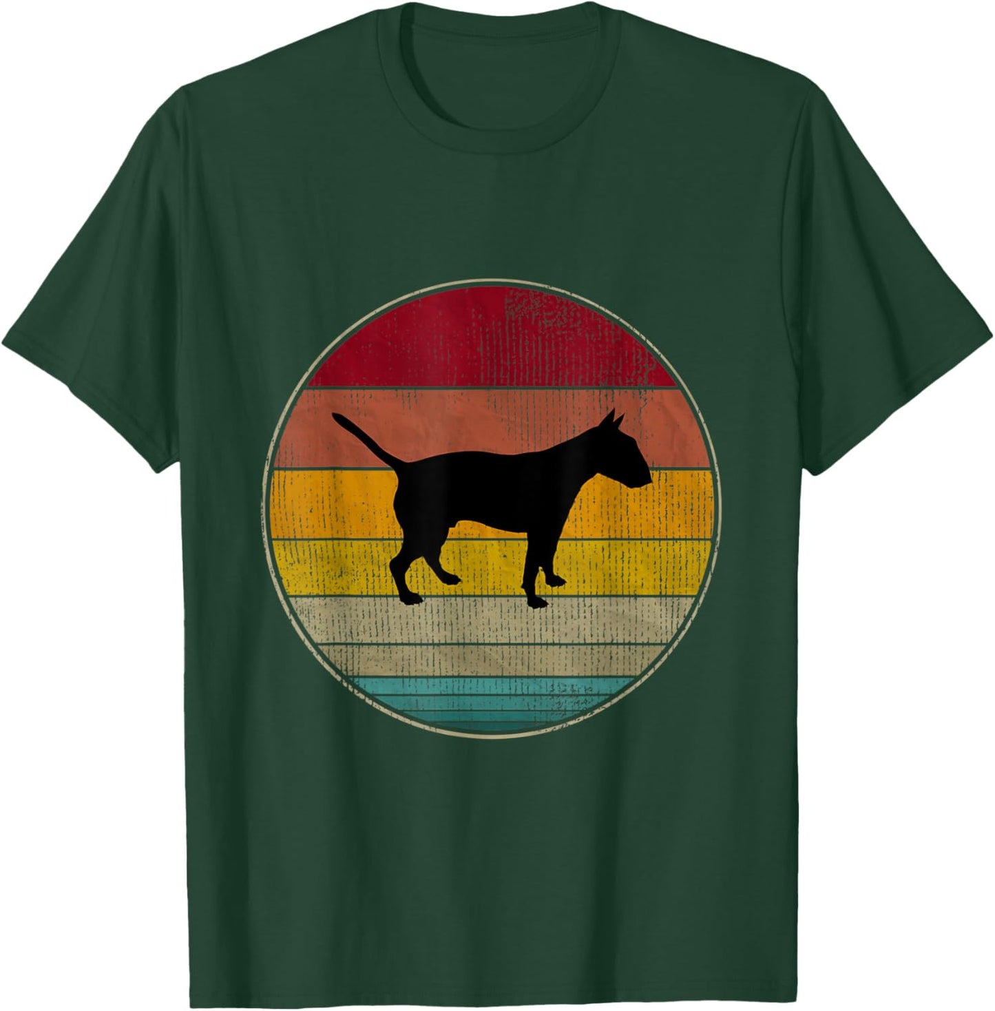 Bull Terrier Dog Silhouette Pet Lovers Vintage Retro T-Shirt - T-Shirt | Forest