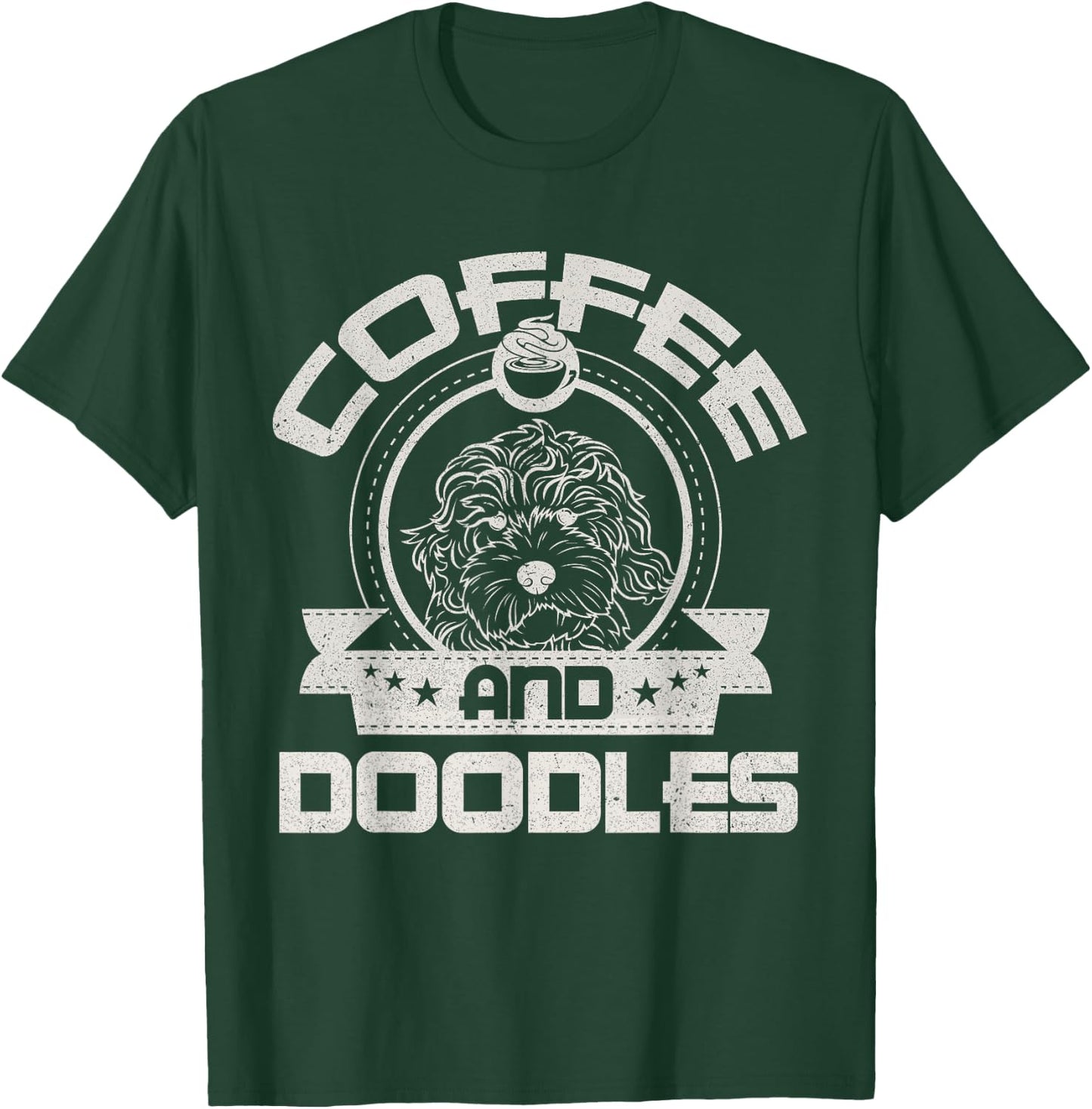 Coffee And Doodles Coffee Drinking Dog Owner Lover T-Shirt - T-Shirt | Forest