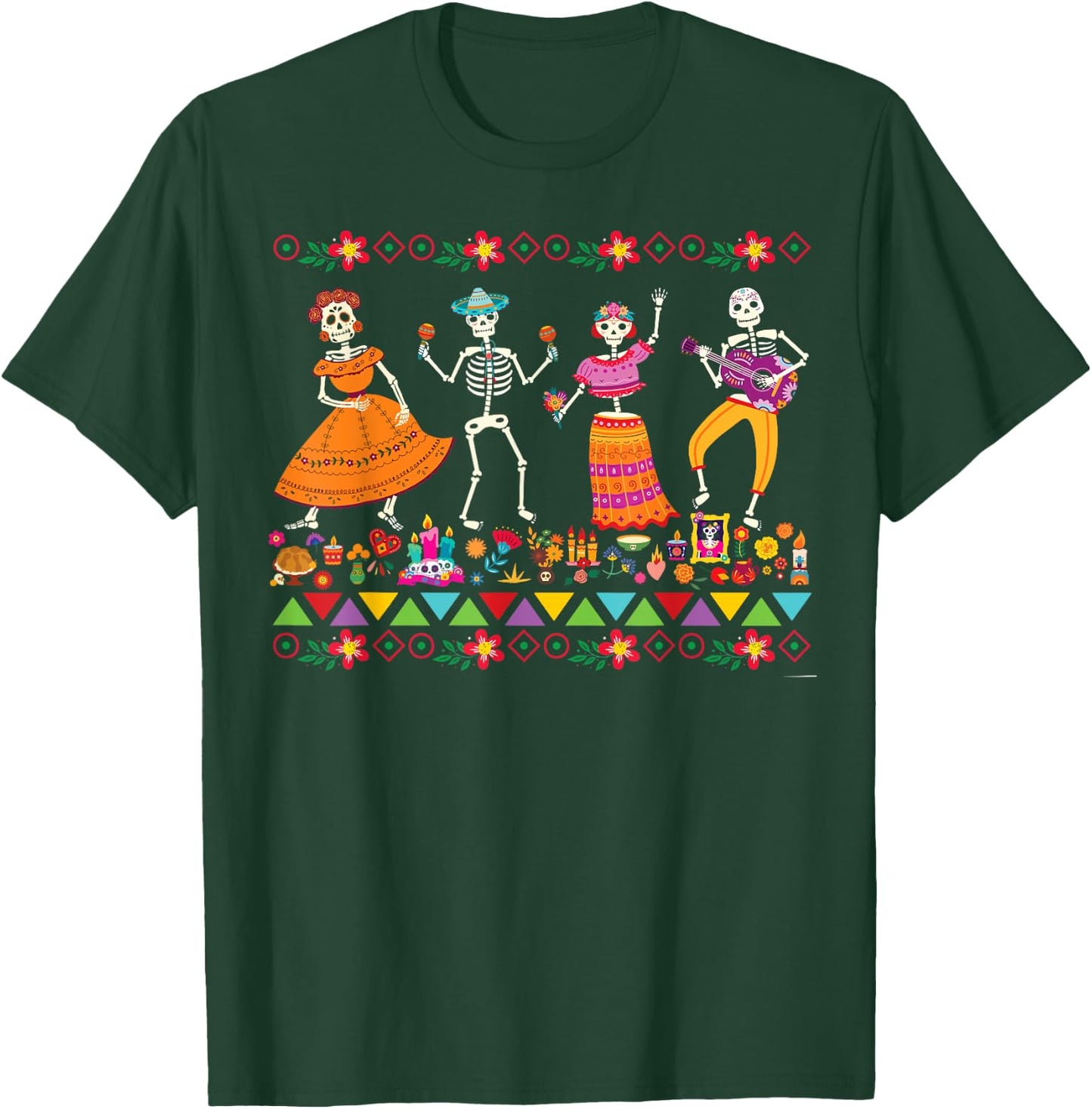Dancing Skeletons Day of the Dead Mexican Dia de los Muertos T-Shirt - T-Shirt | Forest
