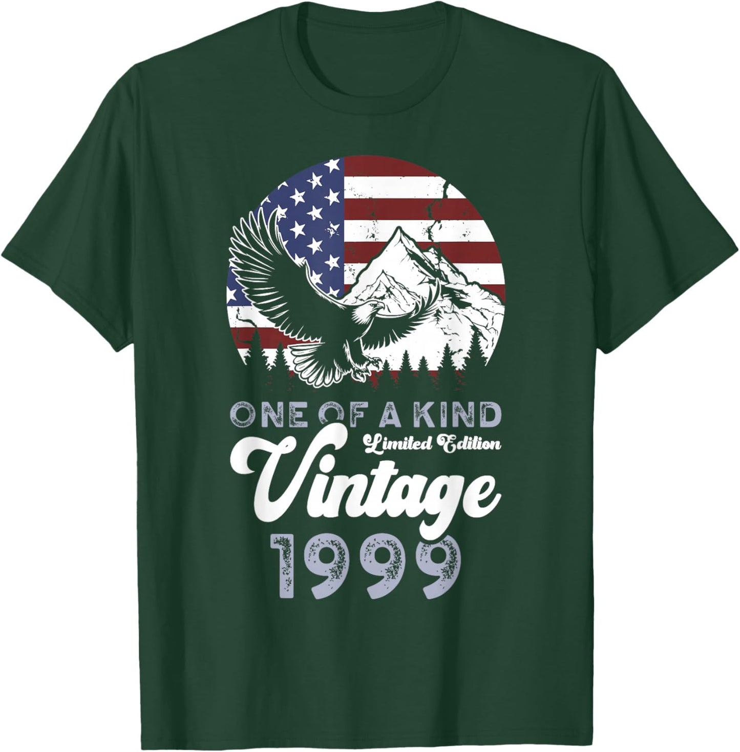 Vintage 1999 Patriotic Eagle 27th Birthday American Flag T-Shirt - T-Shirt | Forest