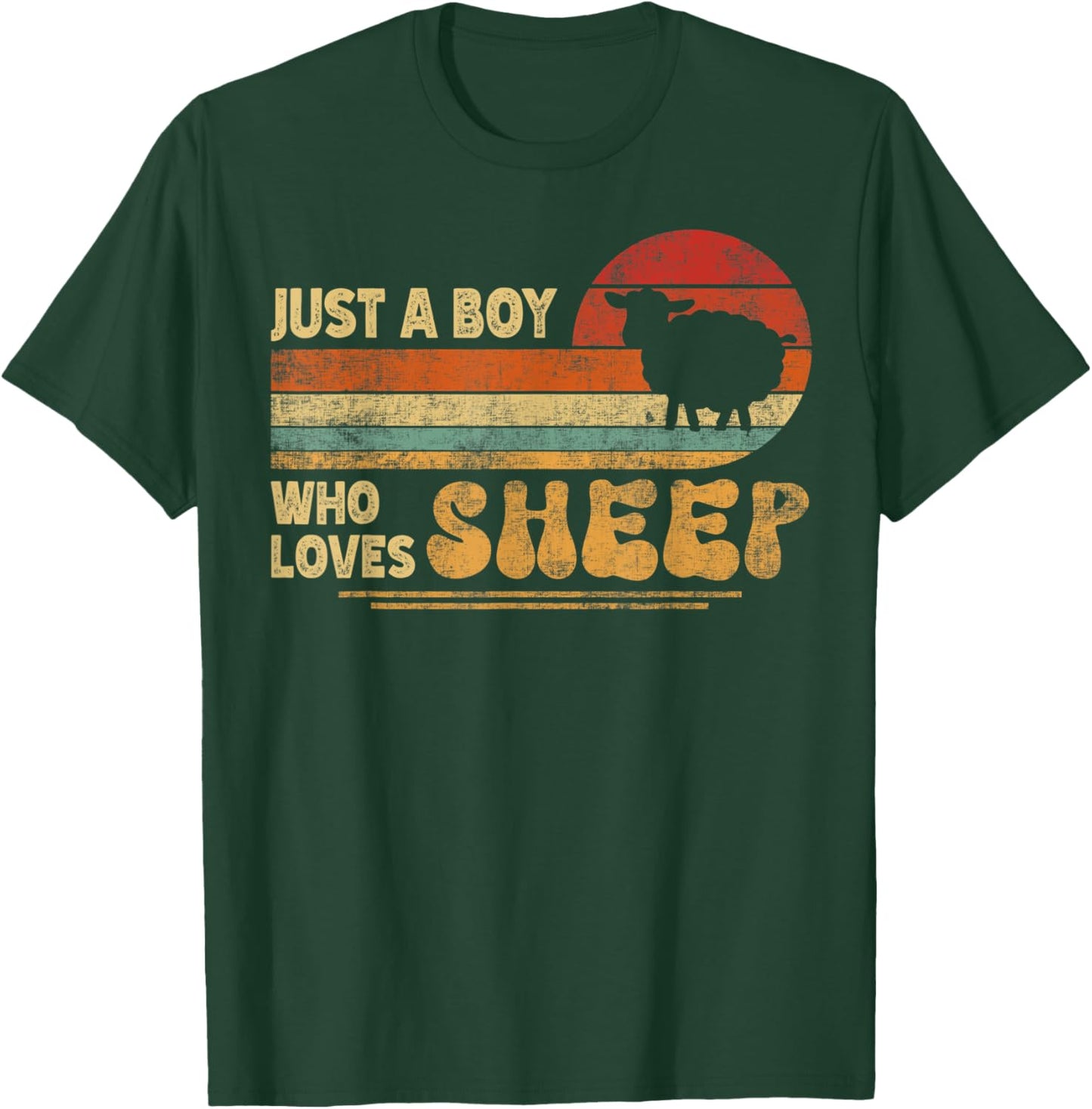 Retro Farmer Funny Sheep Lover | Just A Boy Who Loves Sheep T-Shirt - T-Shirt | Forest