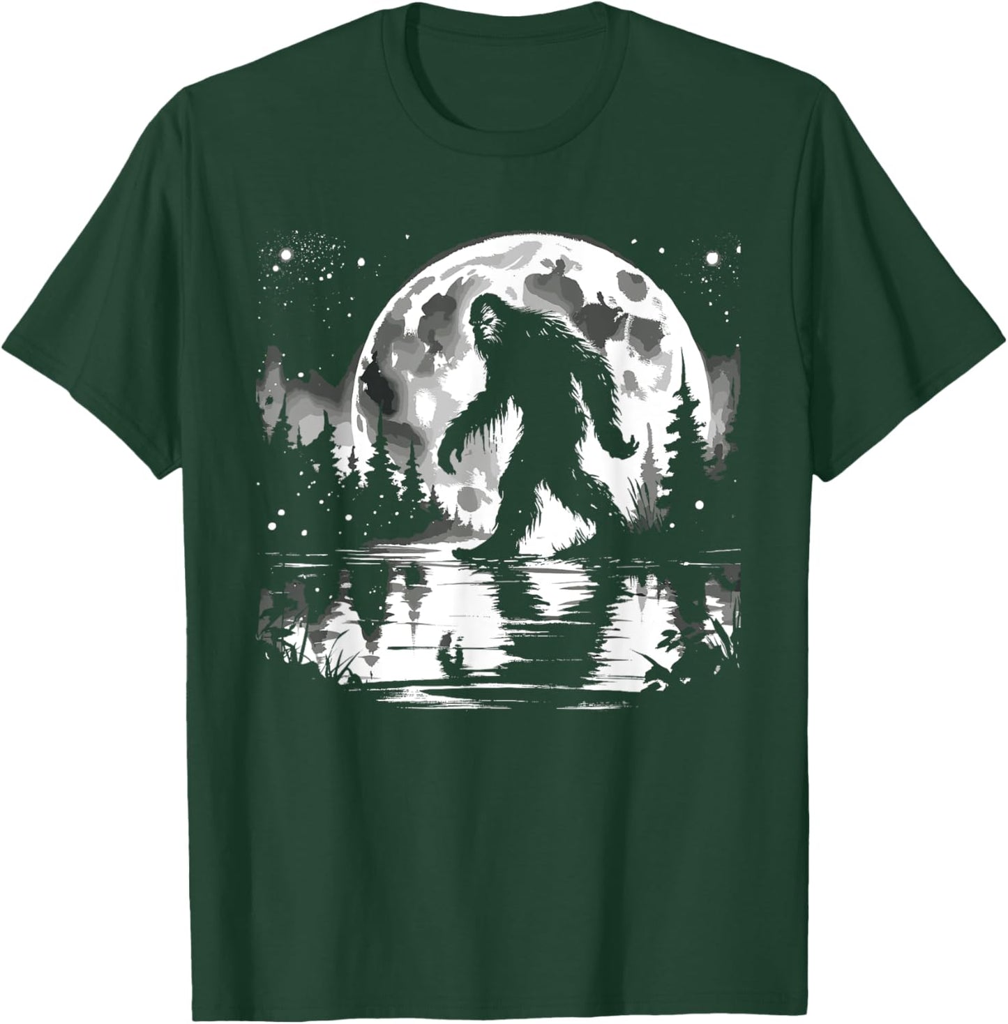 Moon Bigfoot Sasquatch Men Women Kids Cool Bigfoot T-Shirt - T-Shirt | Forest