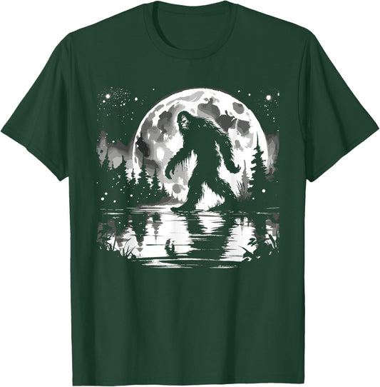Moon Bigfoot Sasquatch Men Women Kids Cool Bigfoot T-Shirt - T-Shirt | Forest