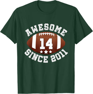 Awesome Since 2011 14 Year Old Football Player 14th Birthday T-Shirt - T-Shirt | Forest