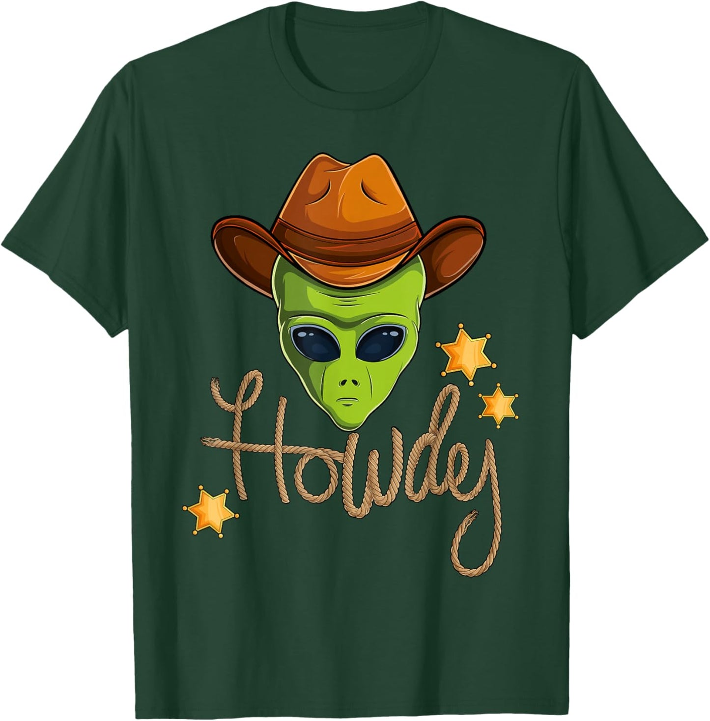 Funny Cowboy Alien Howdy Space UFO Western Rodeo Men Women T-Shirt - T-Shirt | Forest