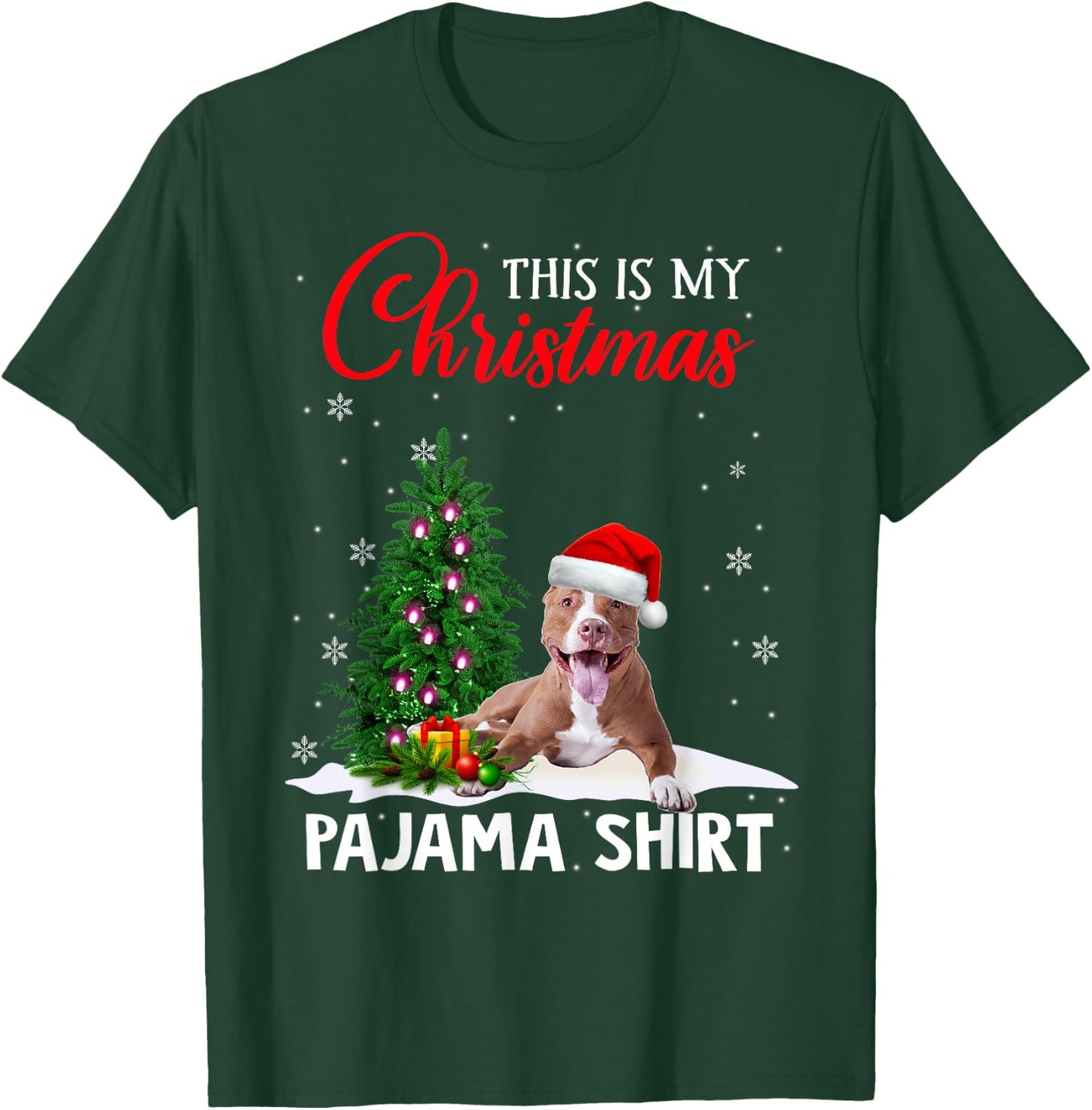 This Is My Christmas Pajama Shirt Pitbull Christmas Dog T-Shirt - T-Shirt | Forest