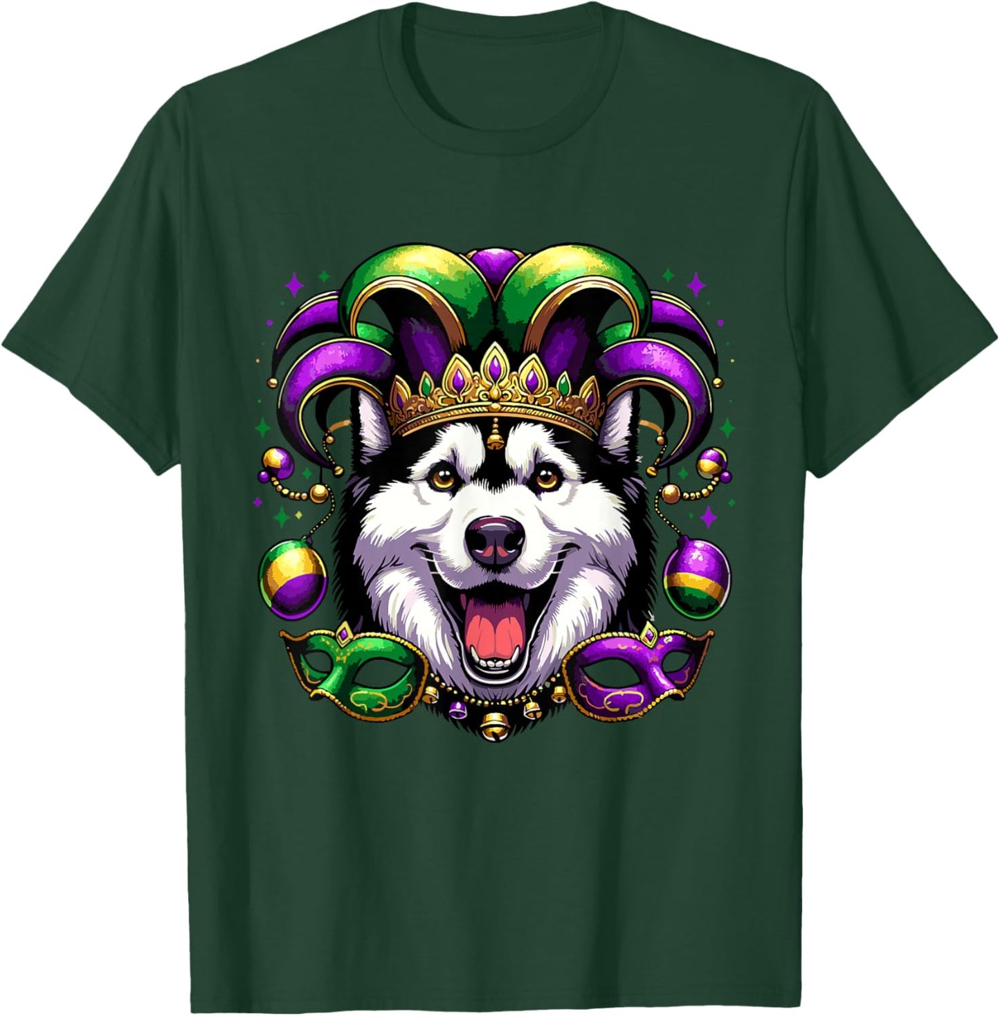 Siberian Husky Dog Breed Costume Outfit Women Men Mardi Gras T-Shirt - T-Shirt | Forest