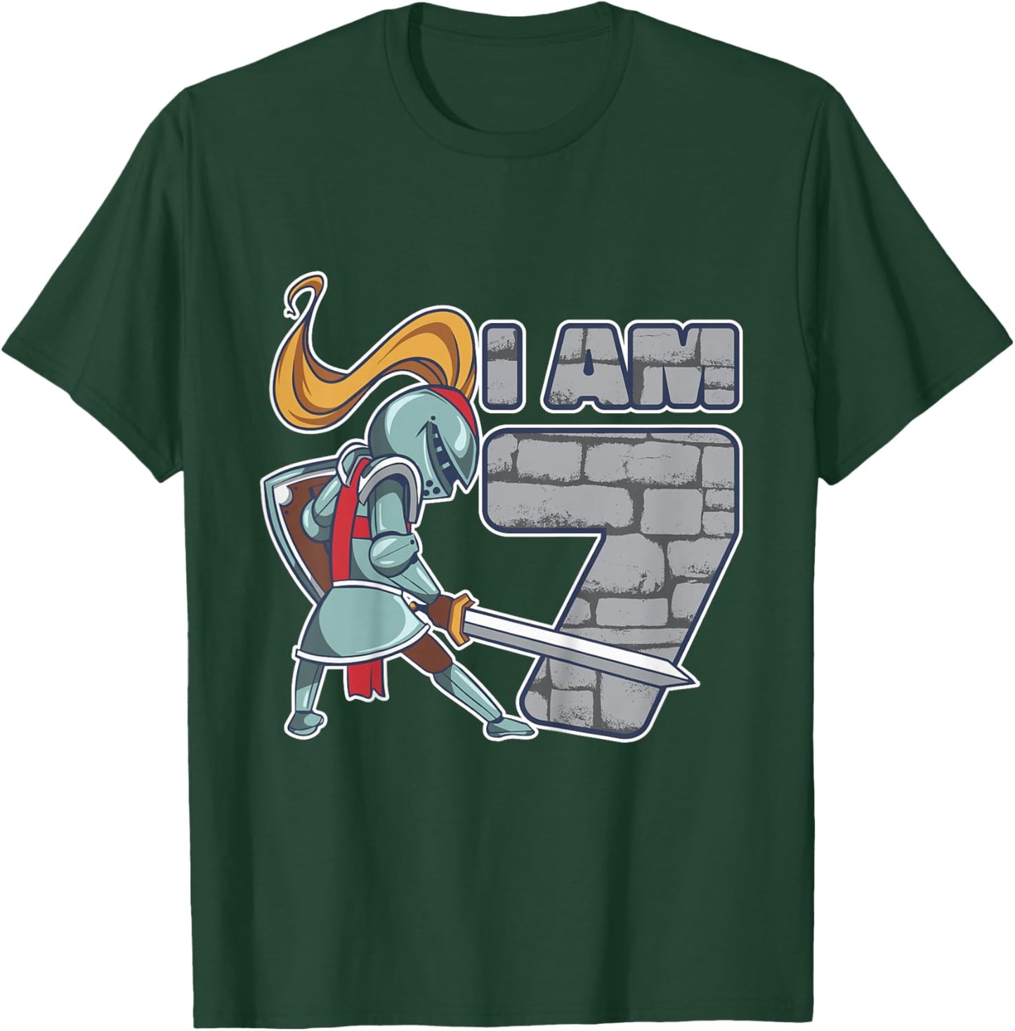 Kids Knight 7 Year Old Birthday Boy 7th Birthday T-Shirt - T-Shirt | Forest