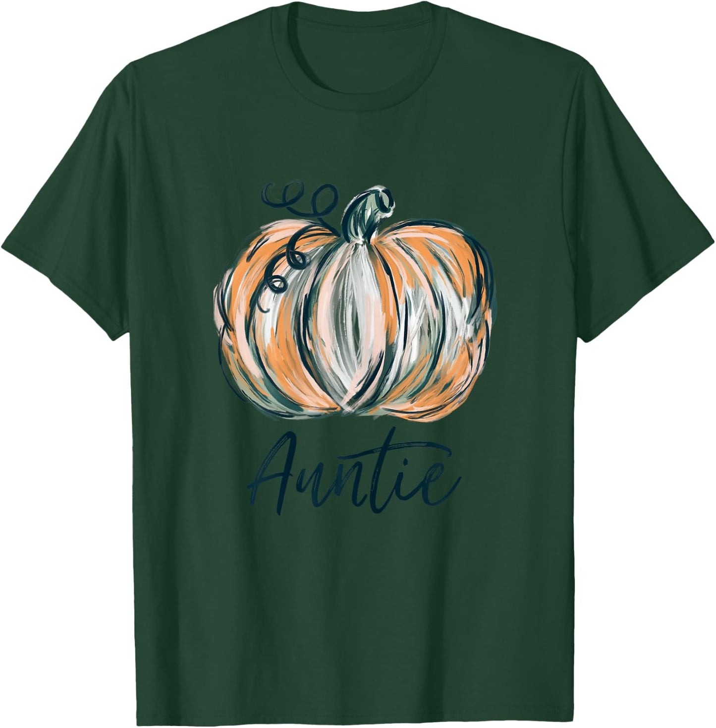 Auntie Watercolor Pumpkin Fall Thanksgiving Halloween 2022 T-Shirt - T-Shirt | Forest