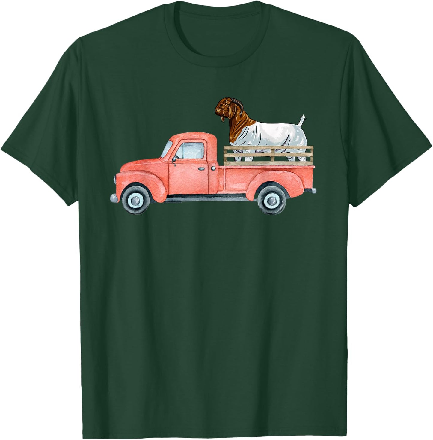 Boer Goat Buck in a Red Truck T-Shirt - T-Shirt | Forest