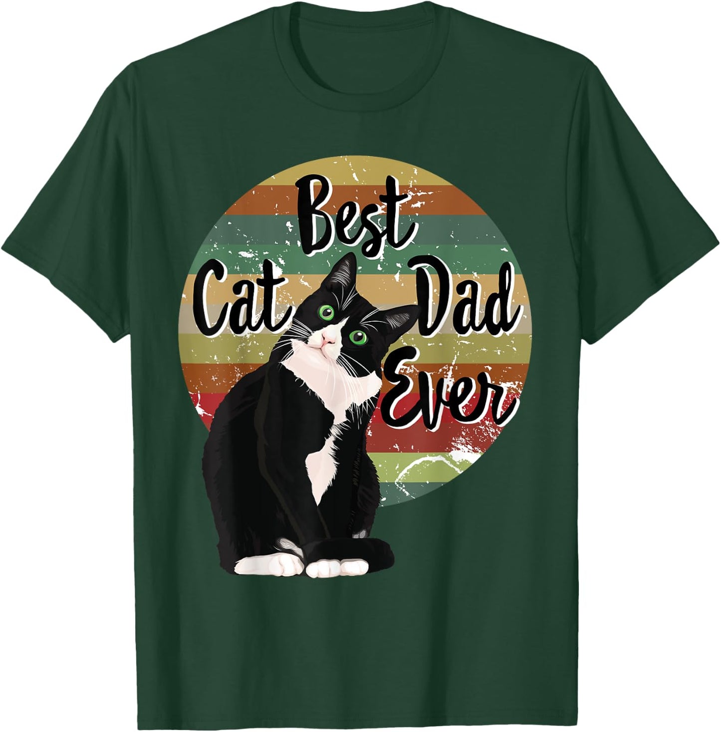 Best Cat Dad Ever Tuxedo Father's Day Gift Funny Retro Shirt Women T-Shirt - T-Shirt | Forest