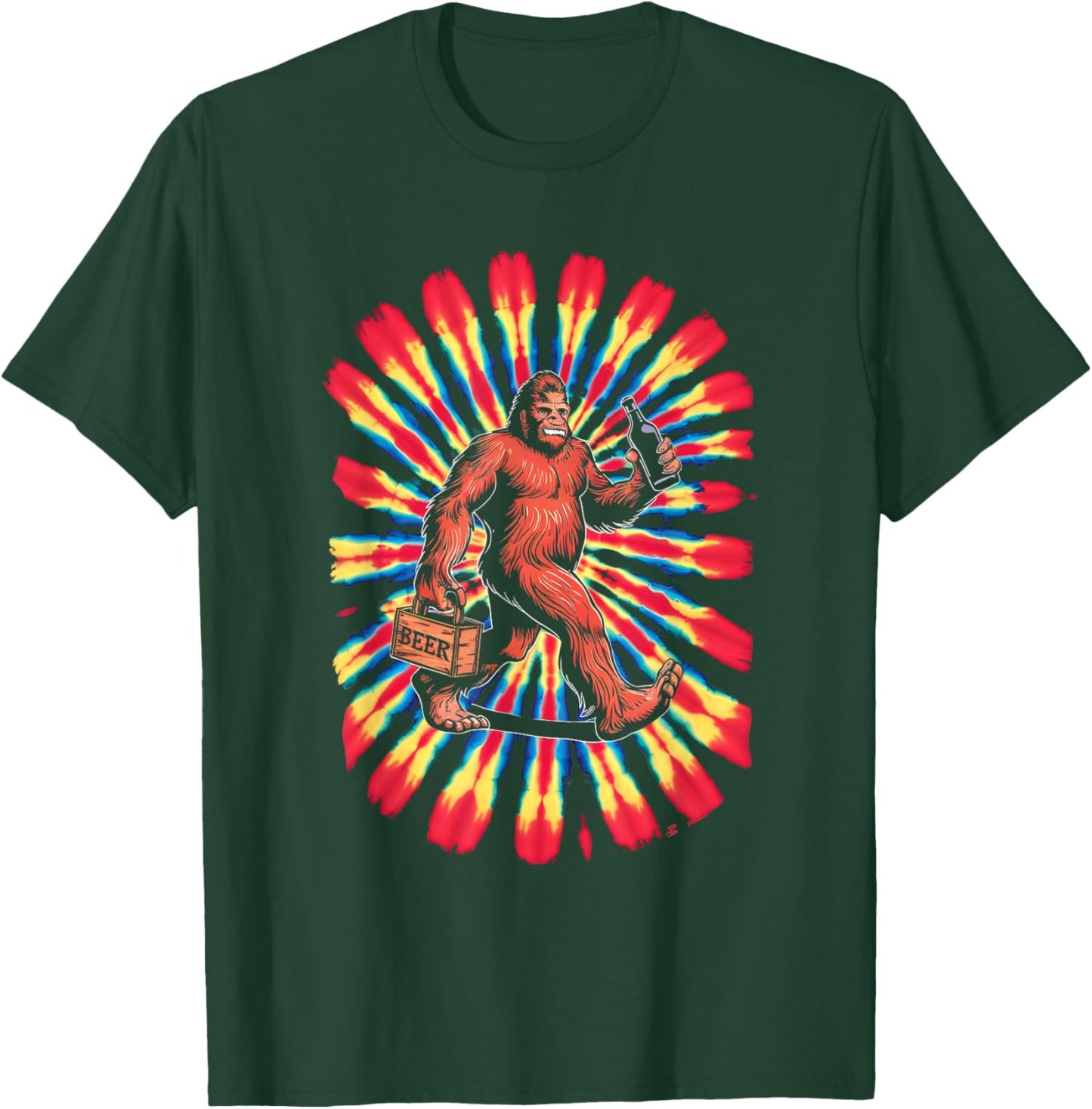 Bigfoot Tie Dye Beer 4th Of July Sasquatch Women Men T-Shirt - T-Shirt | Forest